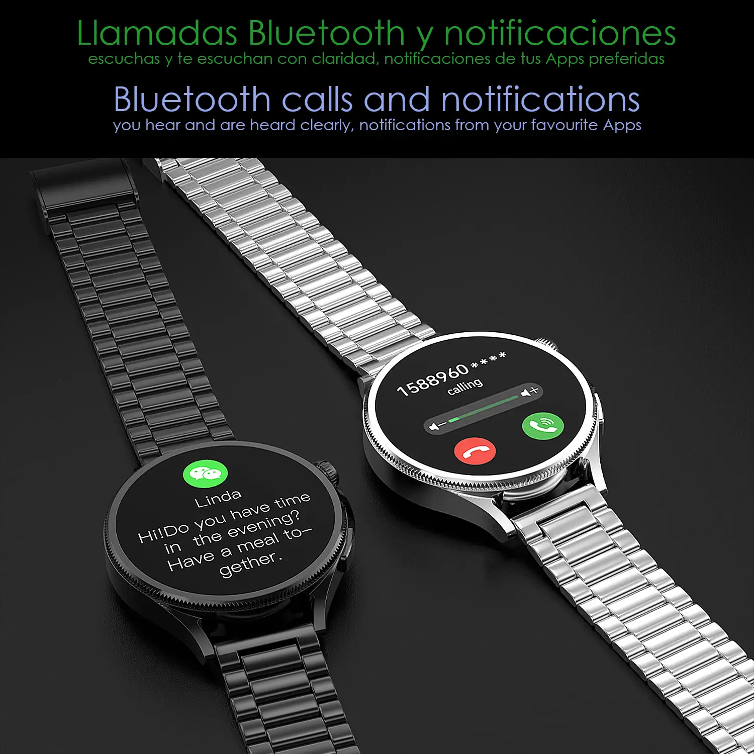 Smartwatch M103 con monitor cardiovascular, varios modos de deporte. Correa de metal + correa de silicona y auriculares TWS.