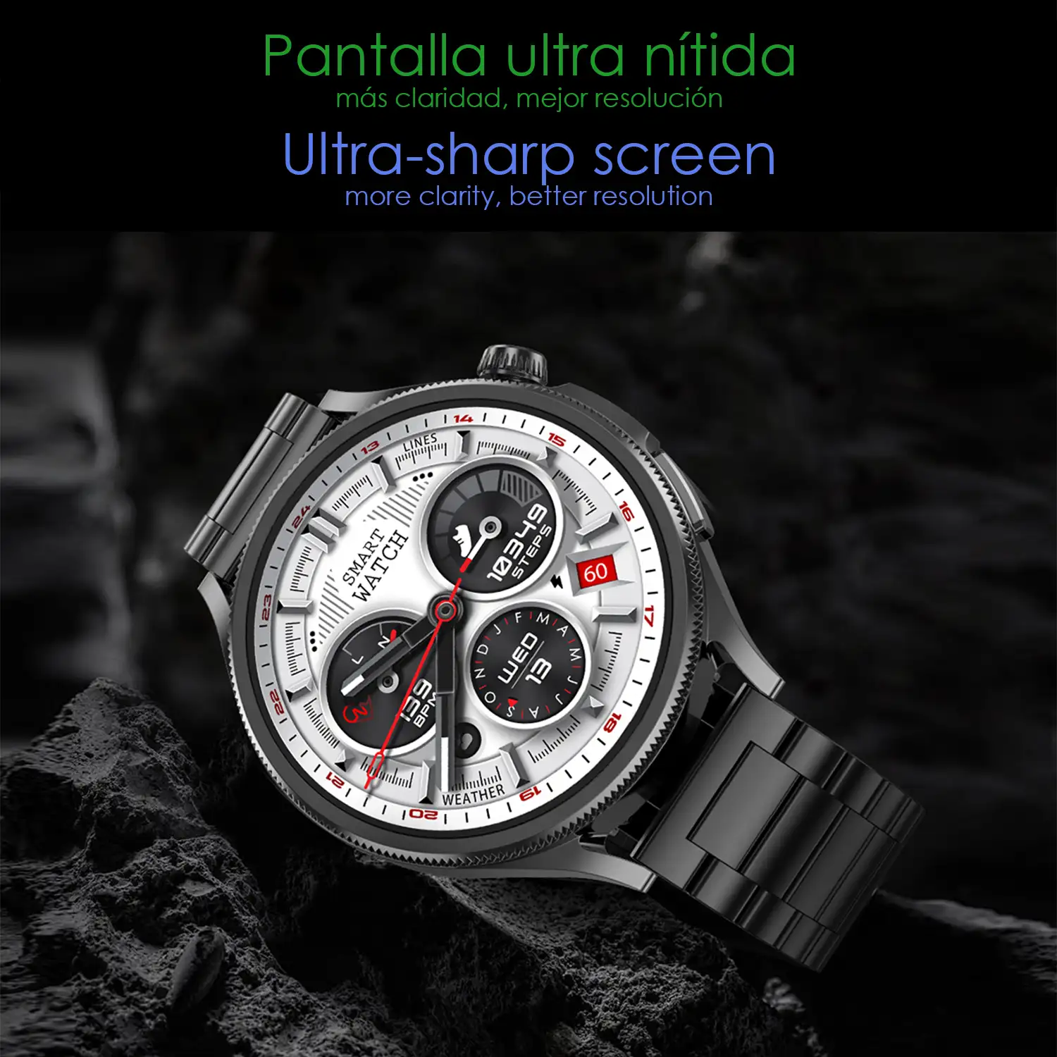 Smartwatch M103 con monitor cardiovascular, varios modos de deporte. Correa de metal + correa de silicona y auriculares TWS.