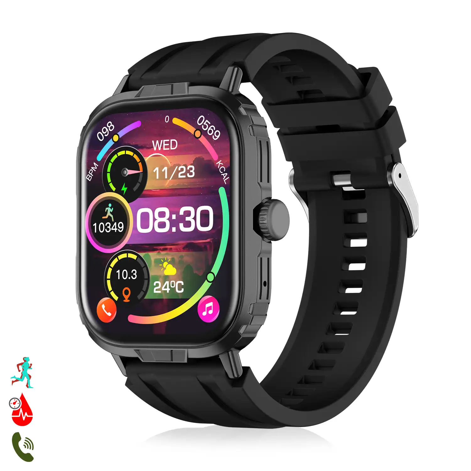 Smartwatch M106 con doble correa una de silicona y otra de nylon. Notificaciones de Apps, monitor de salud, modos deportivos.
