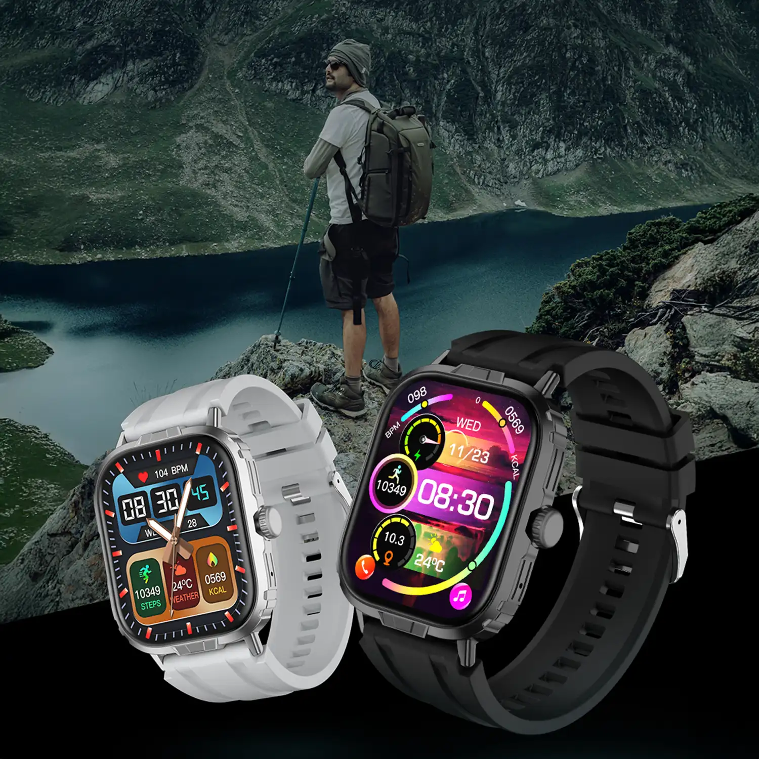 Smartwatch M106 con doble correa una de silicona y otra de nylon. Notificaciones de Apps, monitor de salud, modos deportivos.