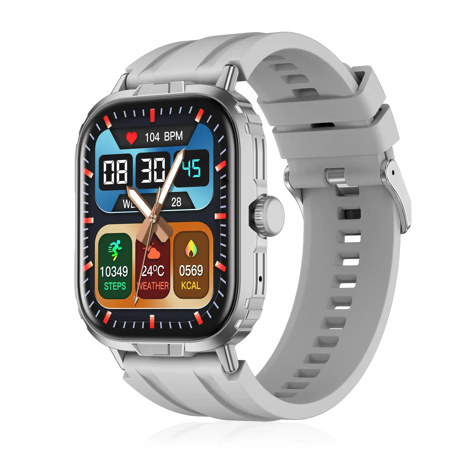 Smartwatch M106 con doble correa una de silicona y otra de nylon. Notificaciones de Apps, monitor de salud, modos deportivos.