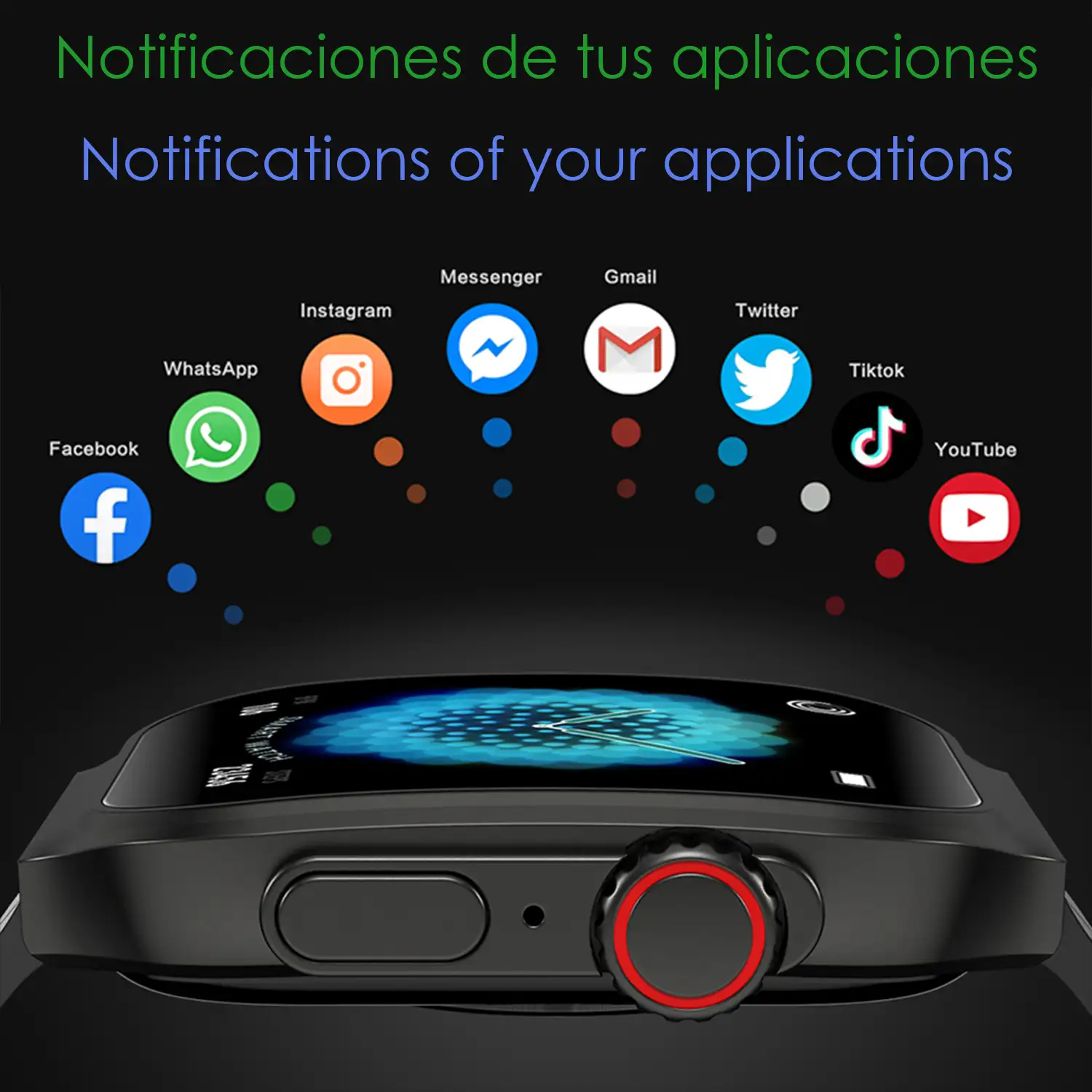 Smartwatch OP88. Pantalla curva AMOLED de 1.95 px, con llamadas Bluetooth, monitor de salud, corona multifunción.