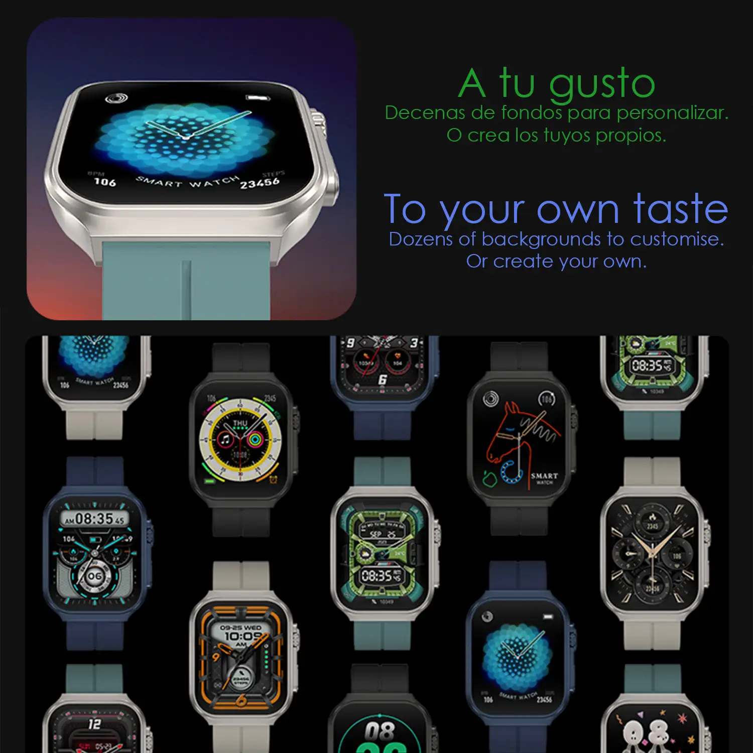 Smartwatch OP88. Pantalla curva AMOLED de 1.95 px, con llamadas Bluetooth, monitor de salud, corona multifunción.