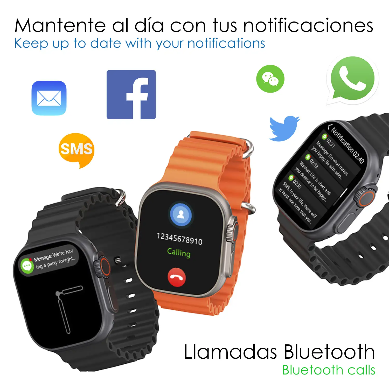 Pack de 2 Smartwatch S9, con 2 auriculares TWS, y juego de 4 correas. Sensor de medición de ritmo cardíaco, presión arterial, oxígeno en sangre y ECG. Varios modos deportivos.