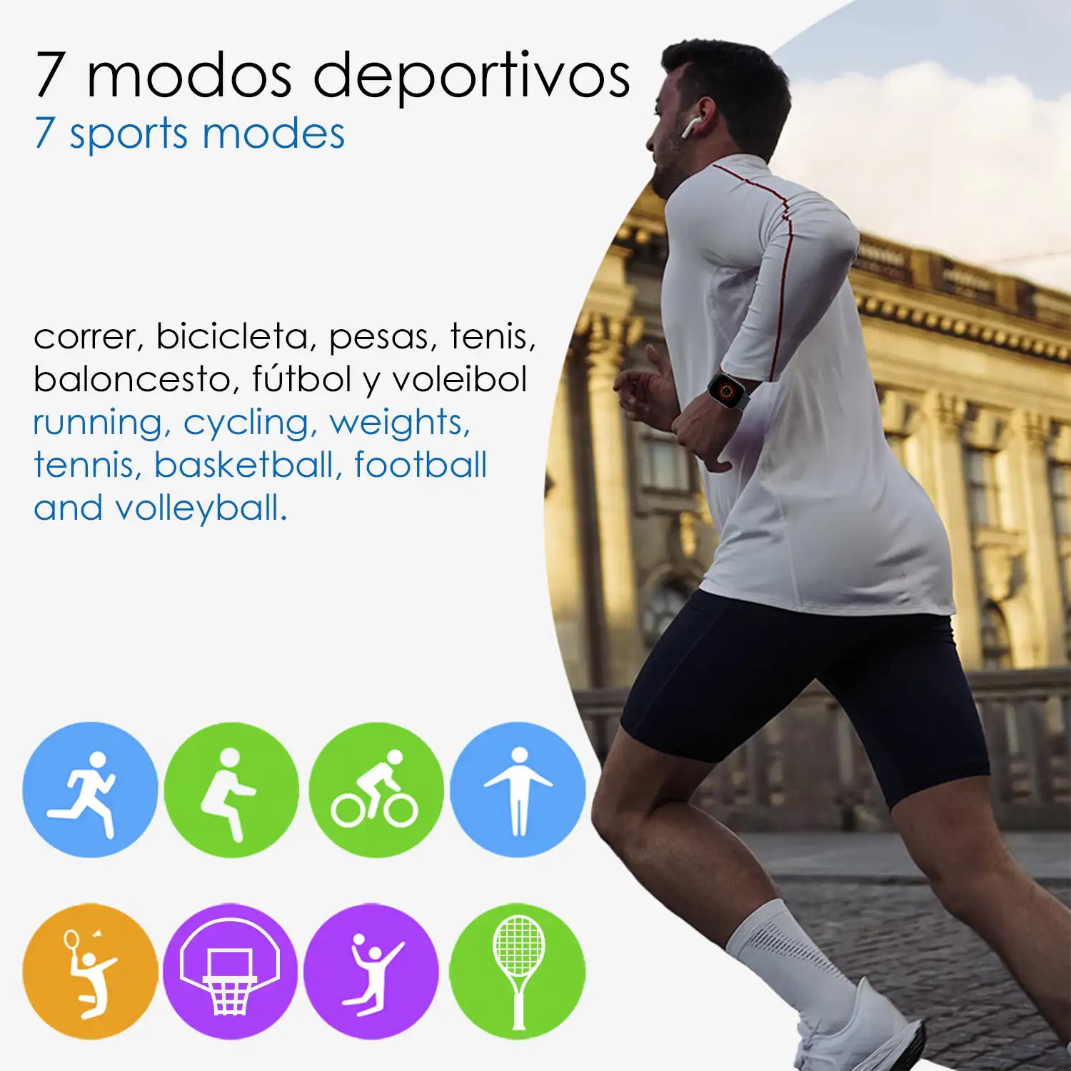 Pack de 2 Smartwatch S9, con 2 auriculares TWS, y juego de 4 correas. Sensor de medición de ritmo cardíaco, presión arterial, oxígeno en sangre y ECG. Varios modos deportivos.