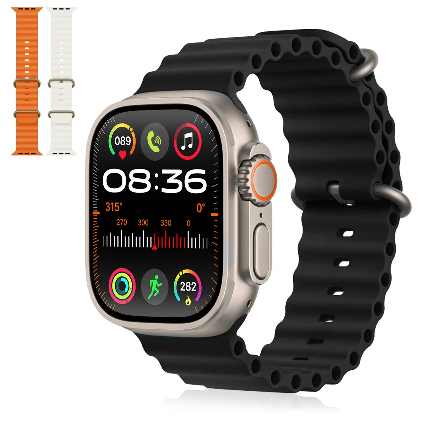 Smartwatch S9 Ultra con corona multifunción, monitor cardiaco, llamadas Bluetooth, con 3 correas.