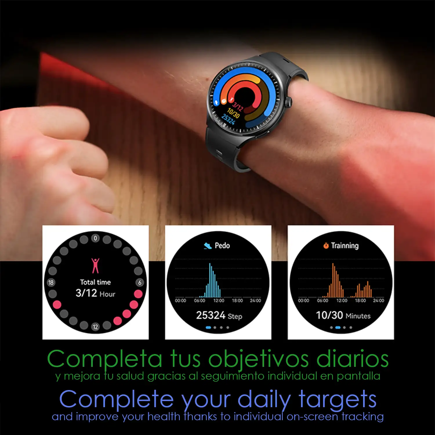 Smartwatch Watch 4 Pro con llamadas Bluetooth, dos correas (metal y cuero), modos de deporte, monitoreo de salud y corona multifunción