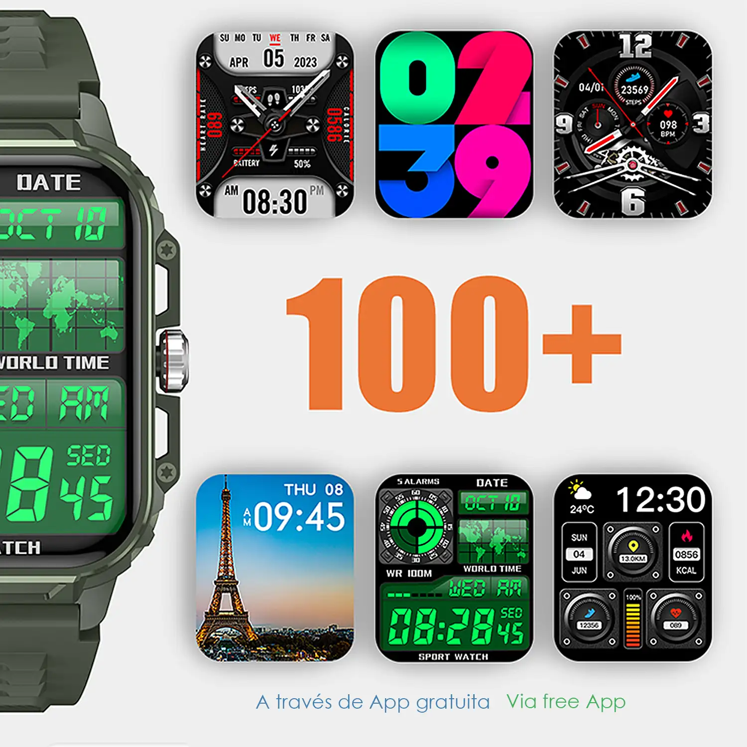 Smartwatch Y1 con monitor de salud avanzado, llamadas Bluetooth y más de 50 modos de deporte.