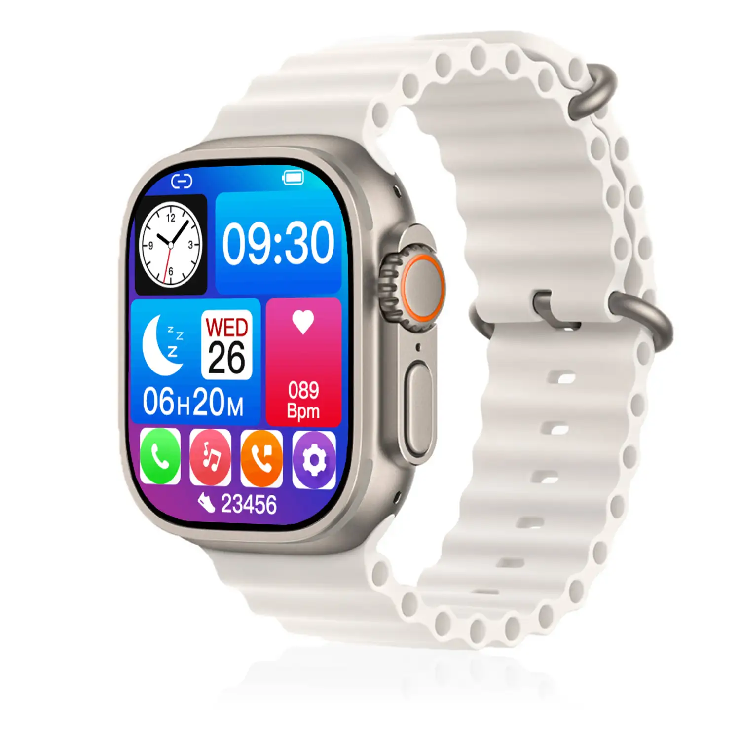 Smartwatch Z55 Ultra2 con llamadas Bluetooth, monitor de salud, modos deportivos, corona multifunción y botón de acceso rápido configurable.