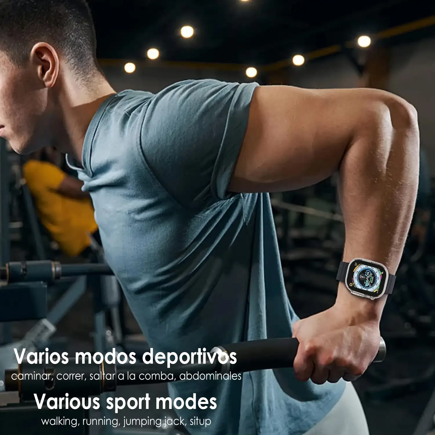 Smartwatch T500 Ultra, aviso de notificaciones, teclado de llamada bluetooth, modos de deporte y monitor cardiaco.