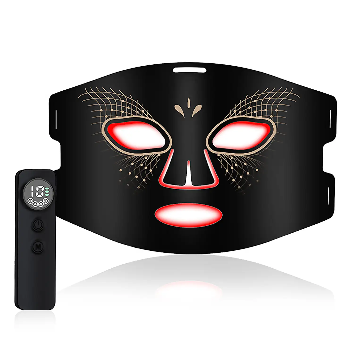Máscara facial de tratamiento de luz LED con función de calefacción y terapia de 7 colores.