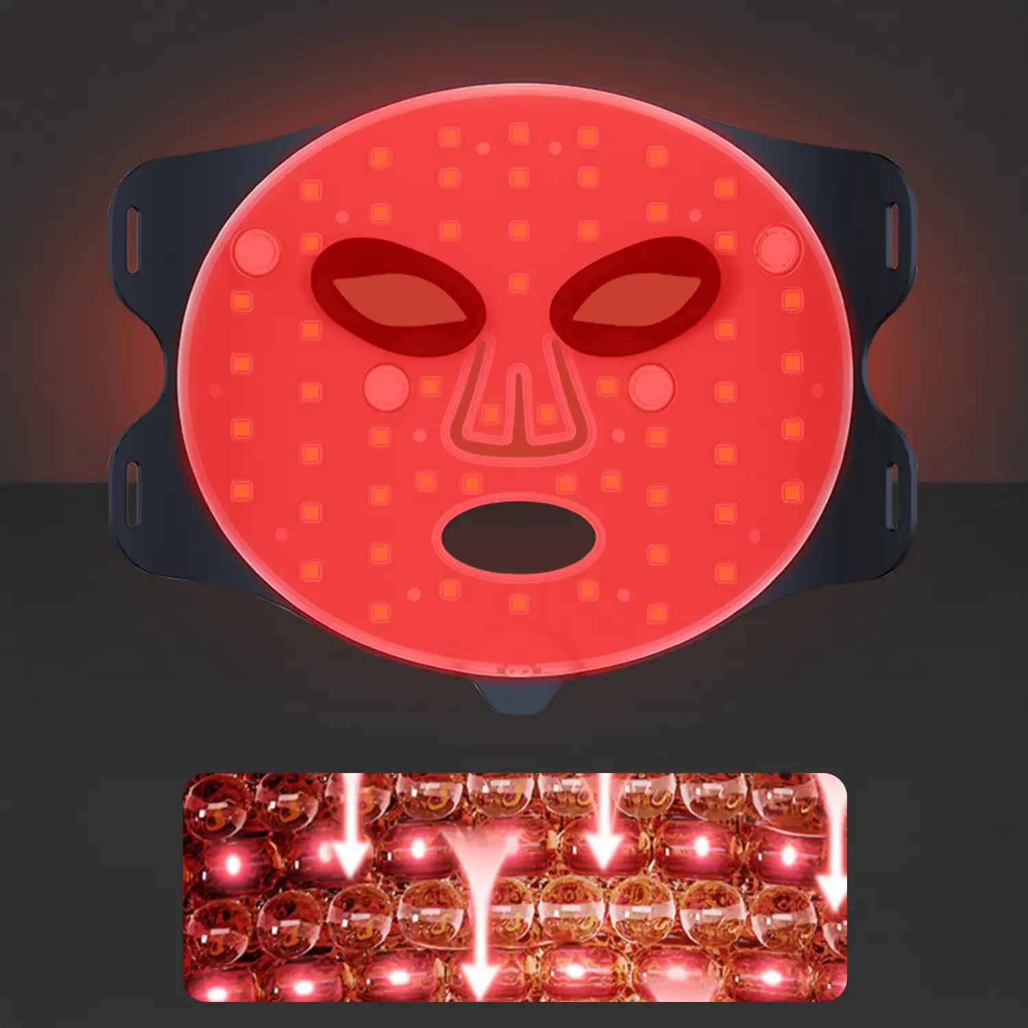Máscara facial de tratamiento de luz LED , rejuvenecedor cutáneo por vibración fotónica. Con 4 modos de uso y 3 niveles de brillo.