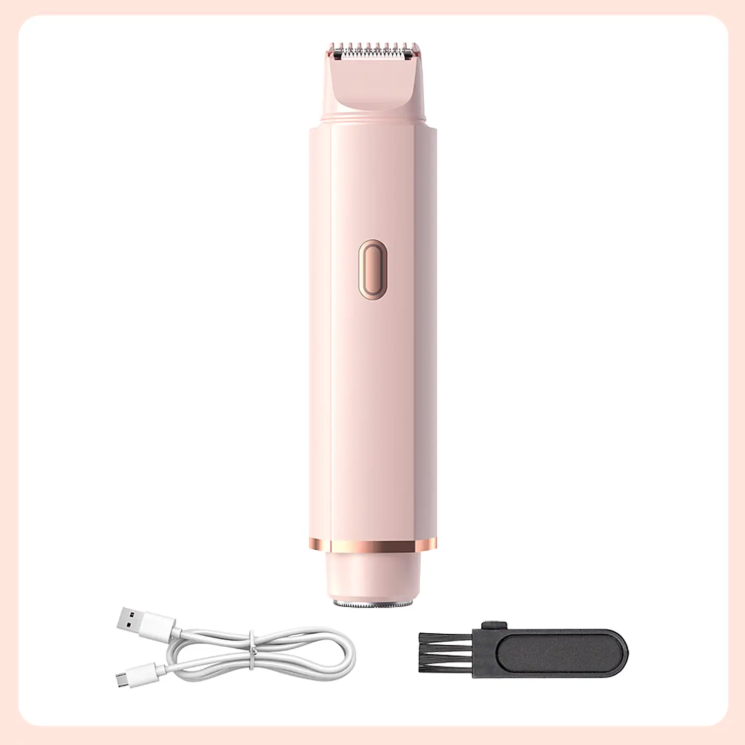 Afeitadora femenina especial para zonas delicadas, doble cabezal de recorte y de rasuración. Batería recargable.
