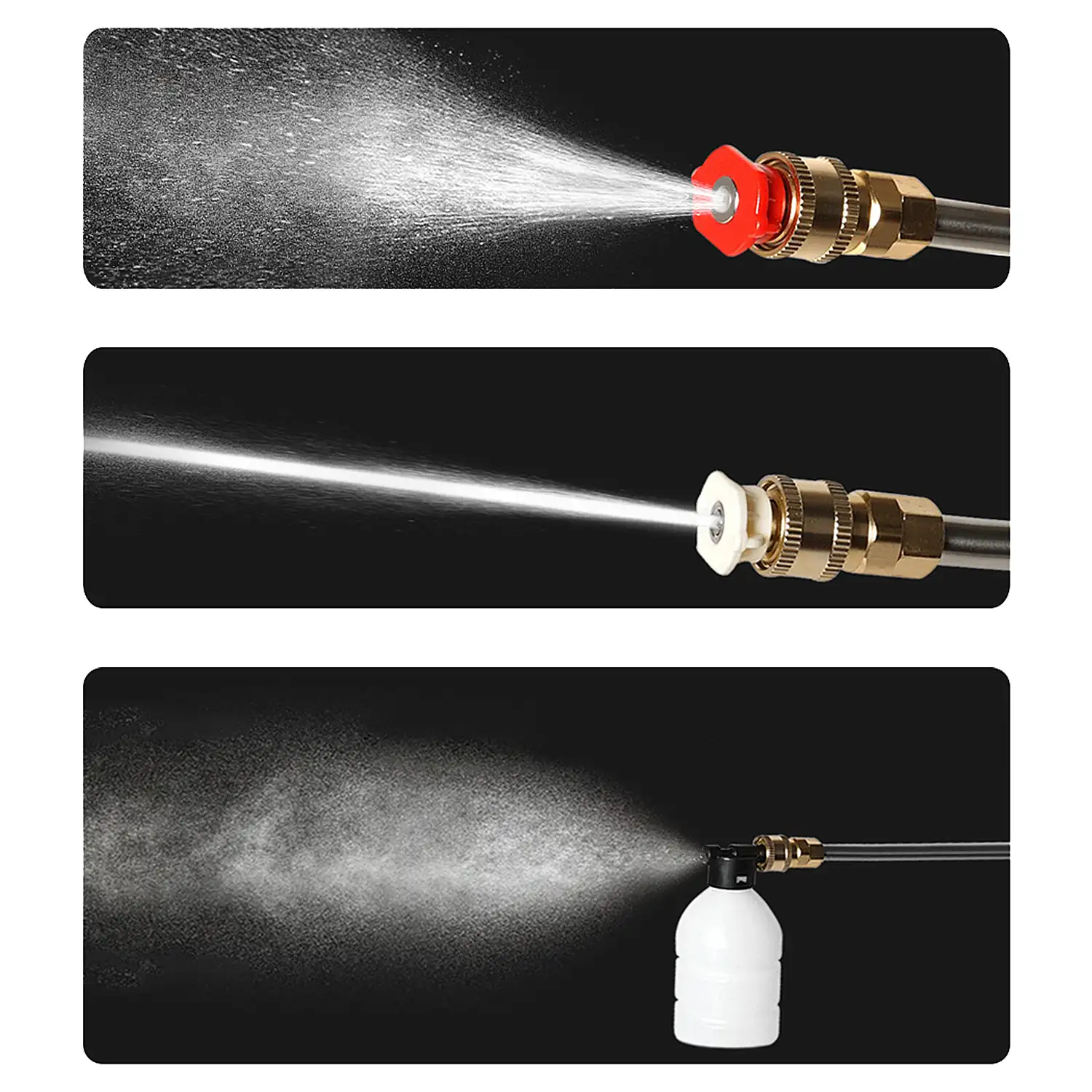 Pistola de lavado a presión con batería incorporada de 12000 mAh, 3 adaptadores de lavado diferentes, 300W de potencia y 25 bares de presión.