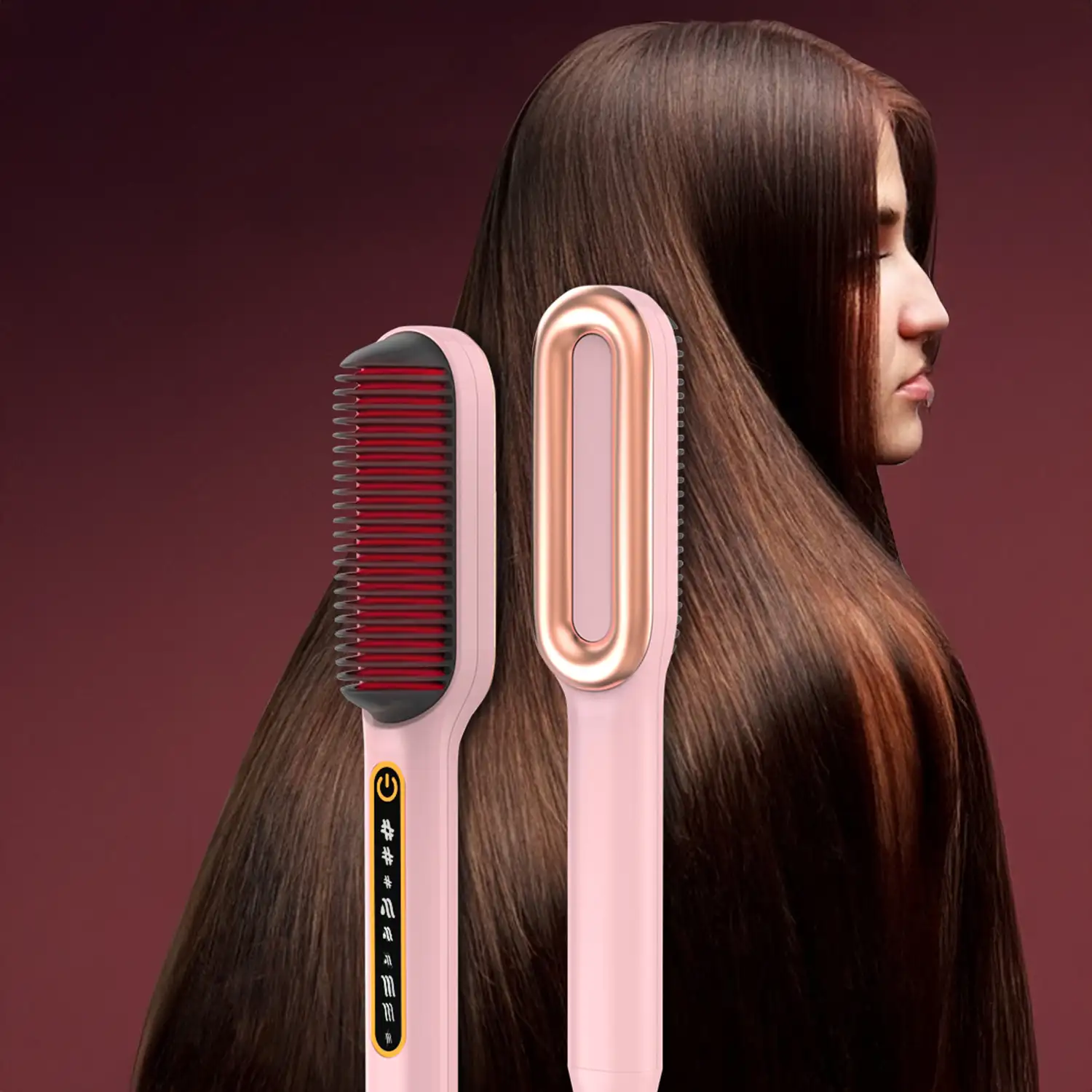 Cepillo alisador de pelo de 50W. 9 niveles de calor de 120°C a 210°C.