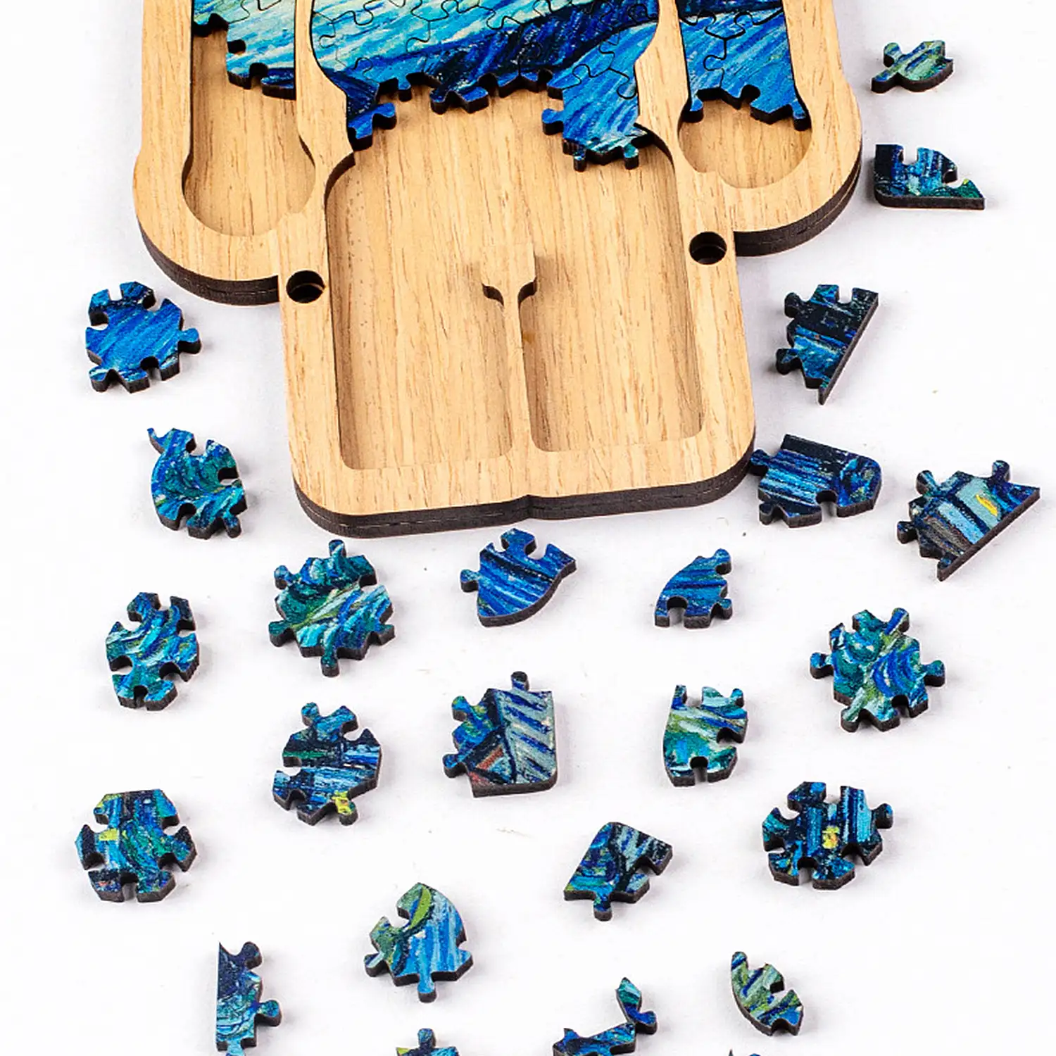 Puzle y marco de madera con 86 piezas. Diseño Oso.