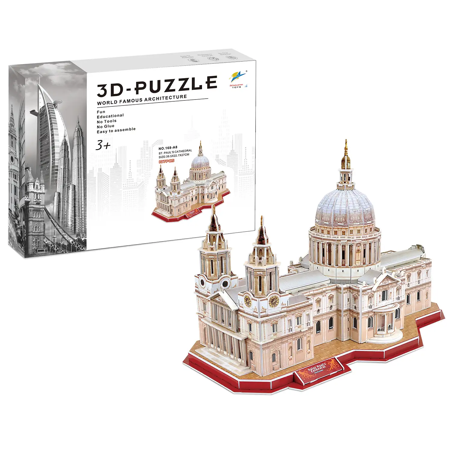 Puzle 3D de cartón de la Catedral de San Pablo en Londres. 107 piezas.