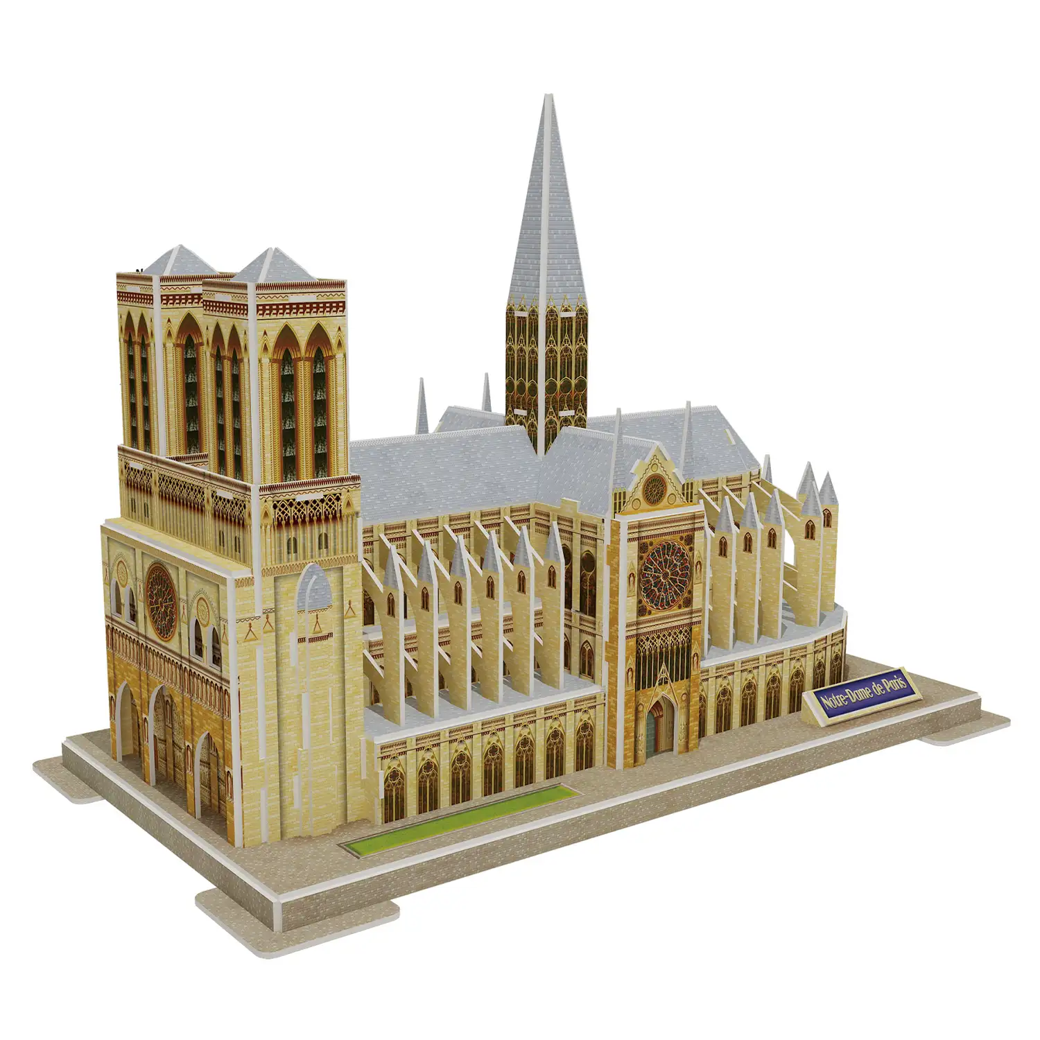 Puzle 3D de cartón de la Catedral de Notre Dame en París. 77 piezas.