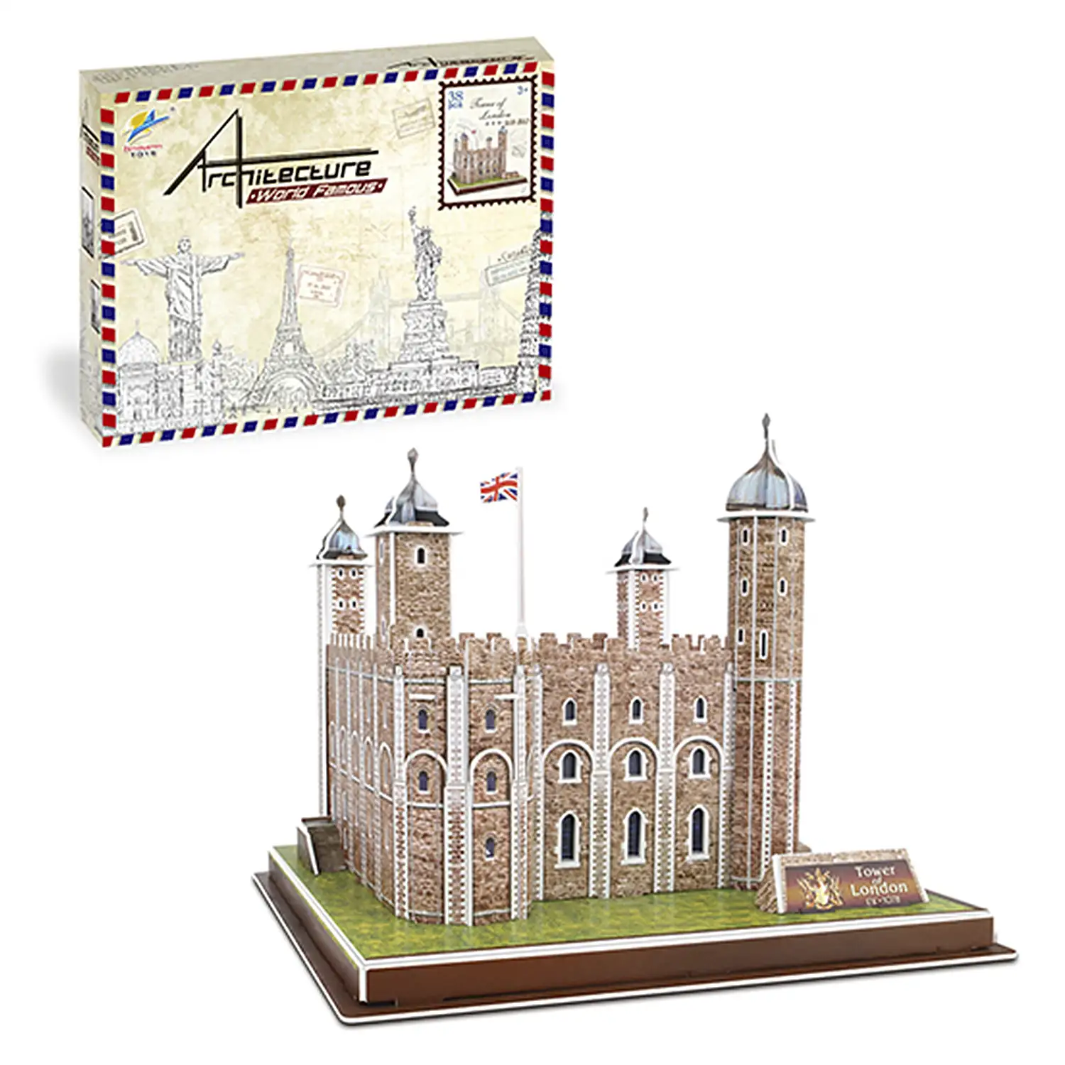 Puzle 3D de cartón de la Torre de Londres. 38 piezas.