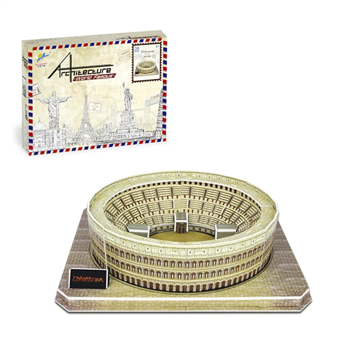 Puzle 3D de cartón del Coliseo en Roma. 38 piezas.