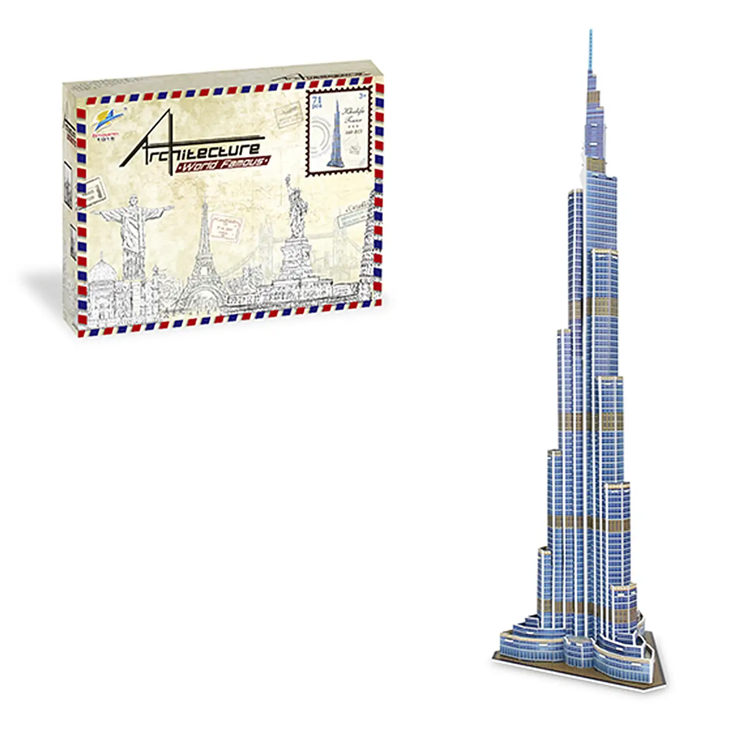 Puzle 3D de cartón del Burj Khalifa en Dubai. 71 piezas.