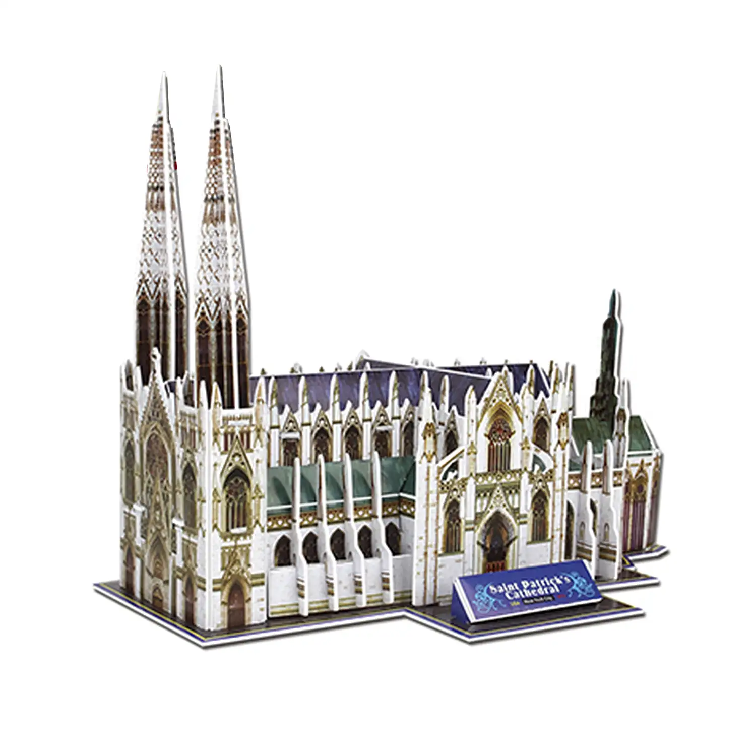 Puzle 3D de cartón de la Catedral de San Patricio en Nueva York. 49 piezas.