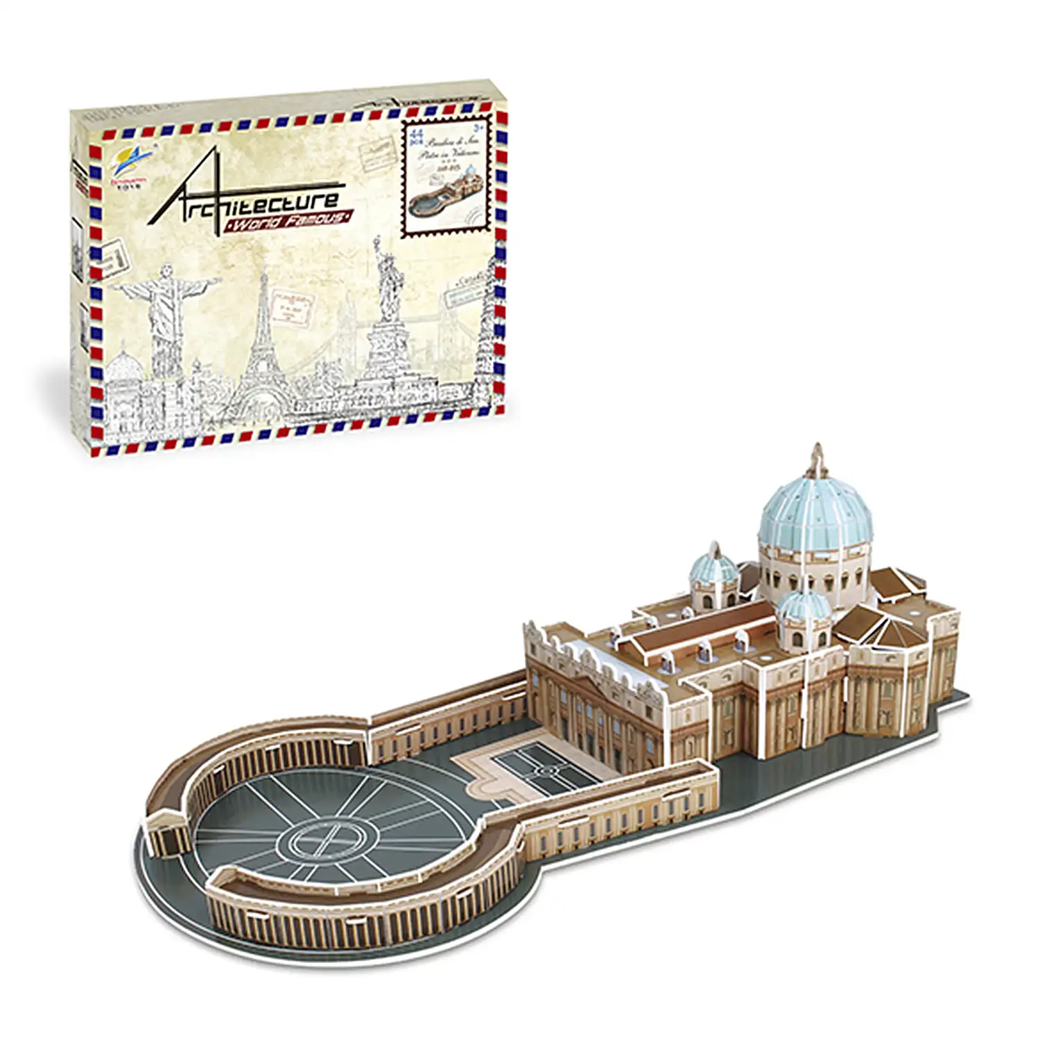 Puzle 3D de cartón de la Basílica de San Pedro en la Ciudad del Vaticano. 44 piezas.