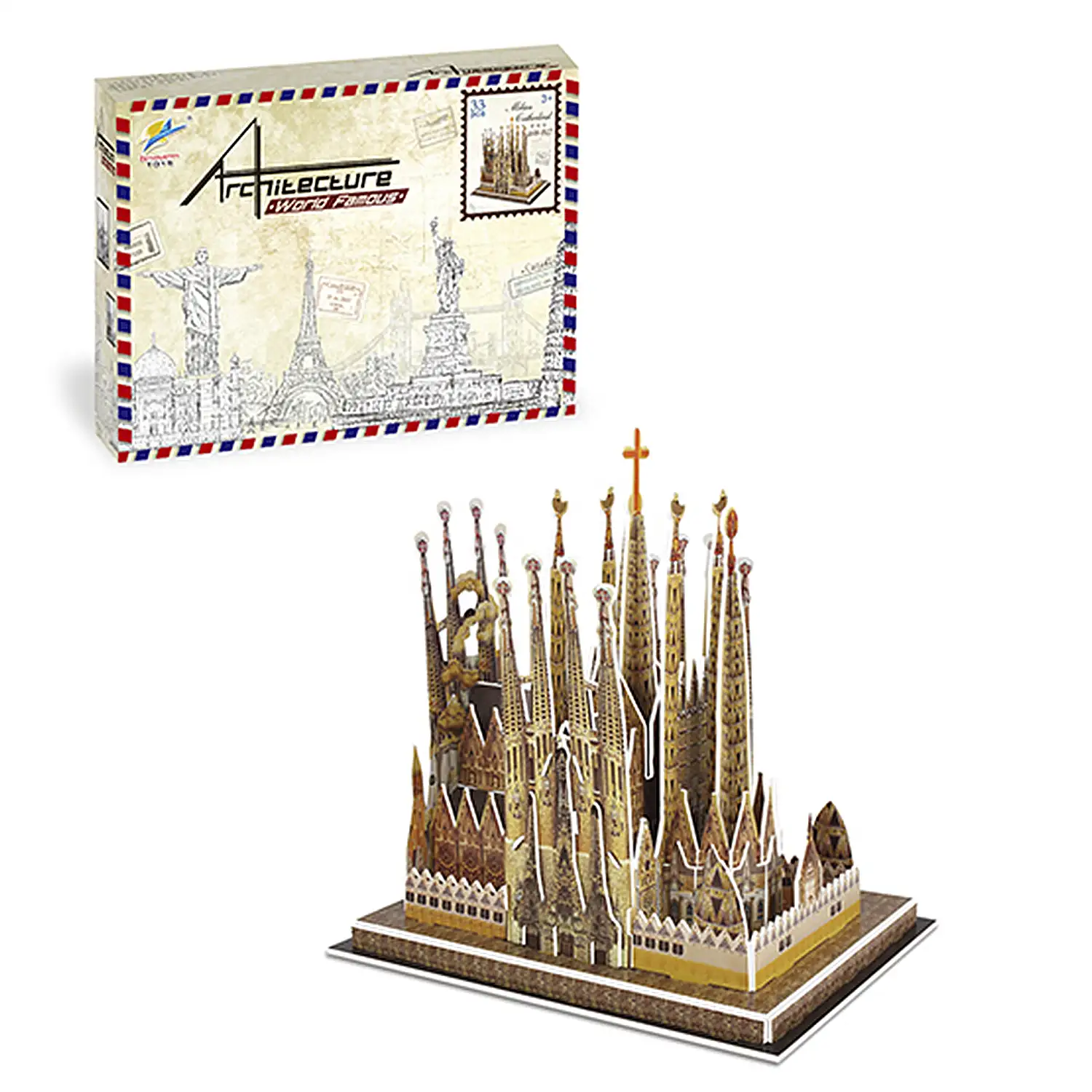 Puzle 3D de cartón de la Basílica de la Sagrada Familia en Barcelona. 33 piezas.