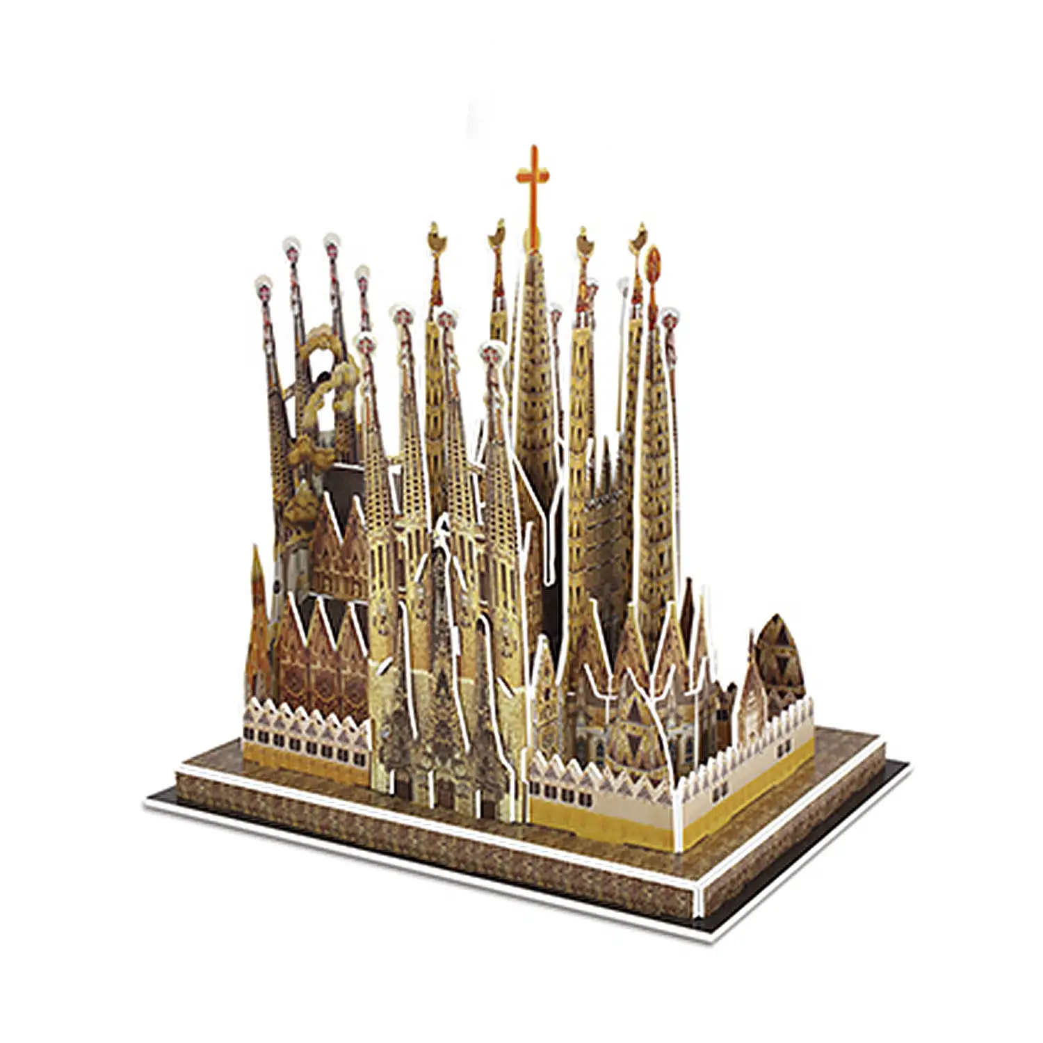 Puzle 3D de cartón de la Basílica de la Sagrada Familia en Barcelona. 33 piezas.