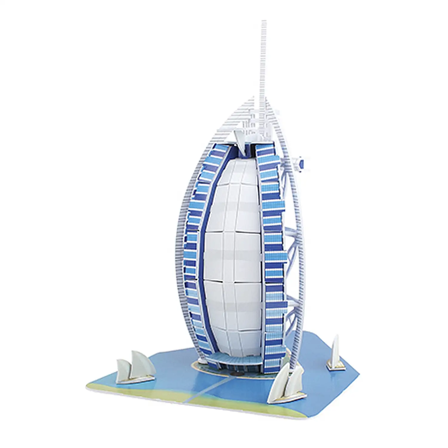 Puzle 3D de cartón del Hotel Burj Al Arab en Dubai. 33 piezas.