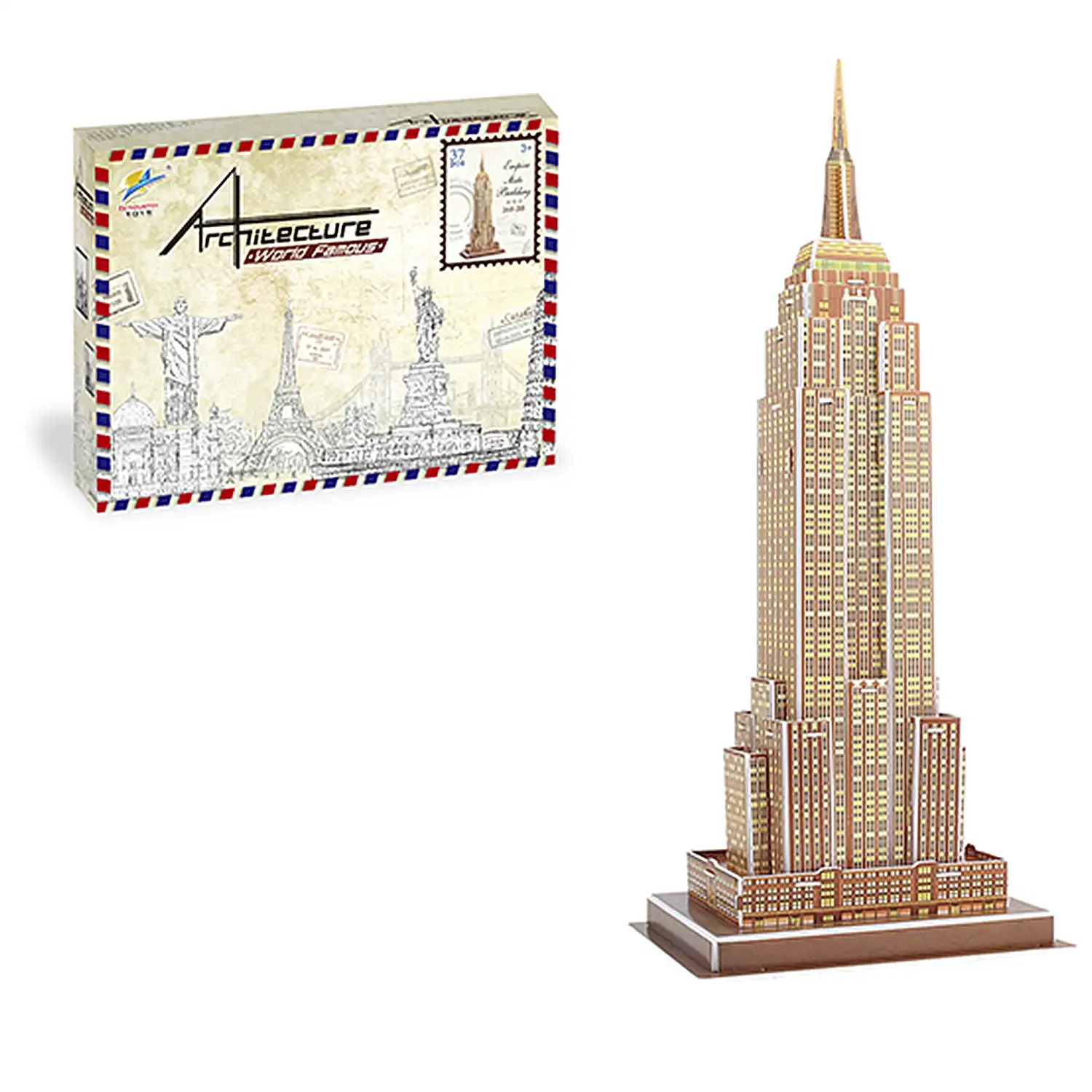 Puzle 3D de cartón del Empire State Building en Nueva York. 37 piezas.