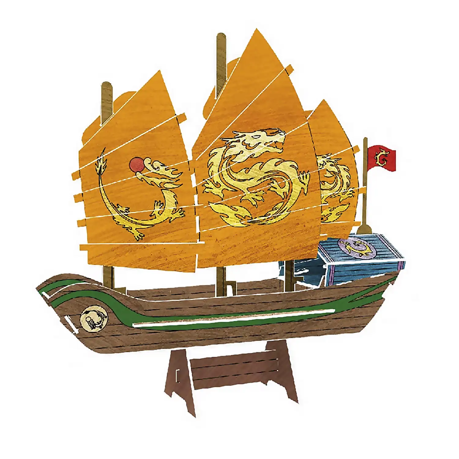 Pack de 4 puzles 3D para colorear de diferentes barcos antiguos. Con un total de 66 piezas de cartón.