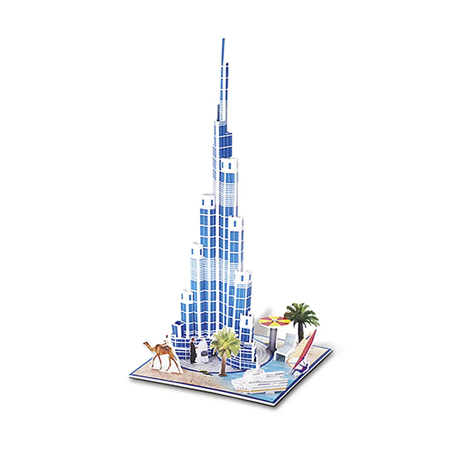 Puzle 3D de cartón del rascacielos Burj Khalifa en Dubai. 37 piezas.