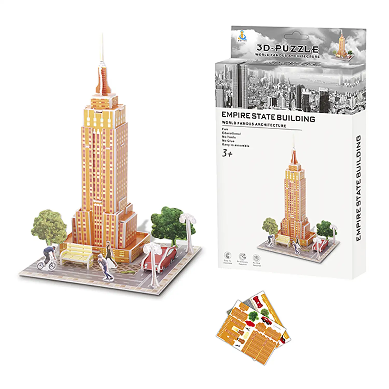 Puzle 3D de cartón del Empire State Building en Nueva York. 30 piezas.
