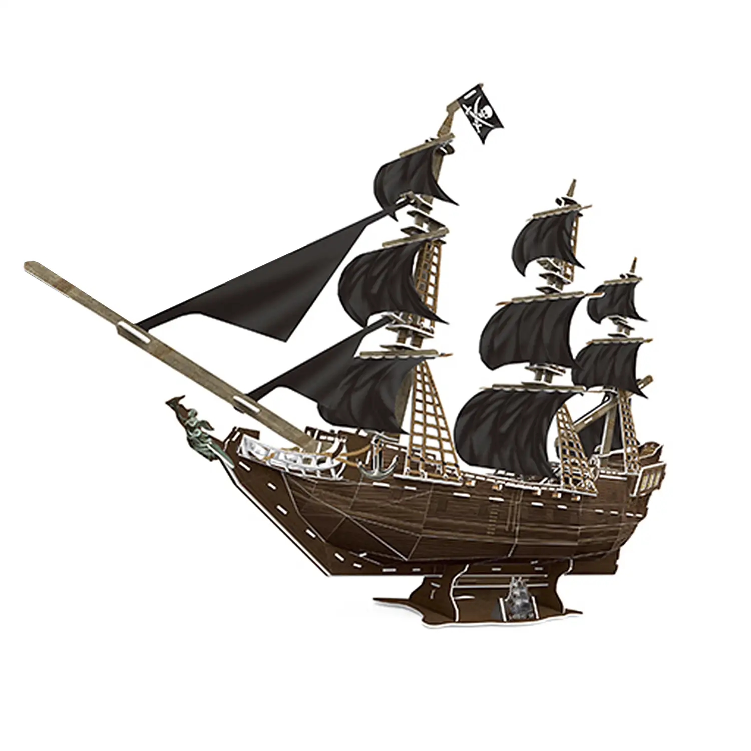 Puzle 3D de cartón del barco pirata La Perla Negra. 157 piezas.