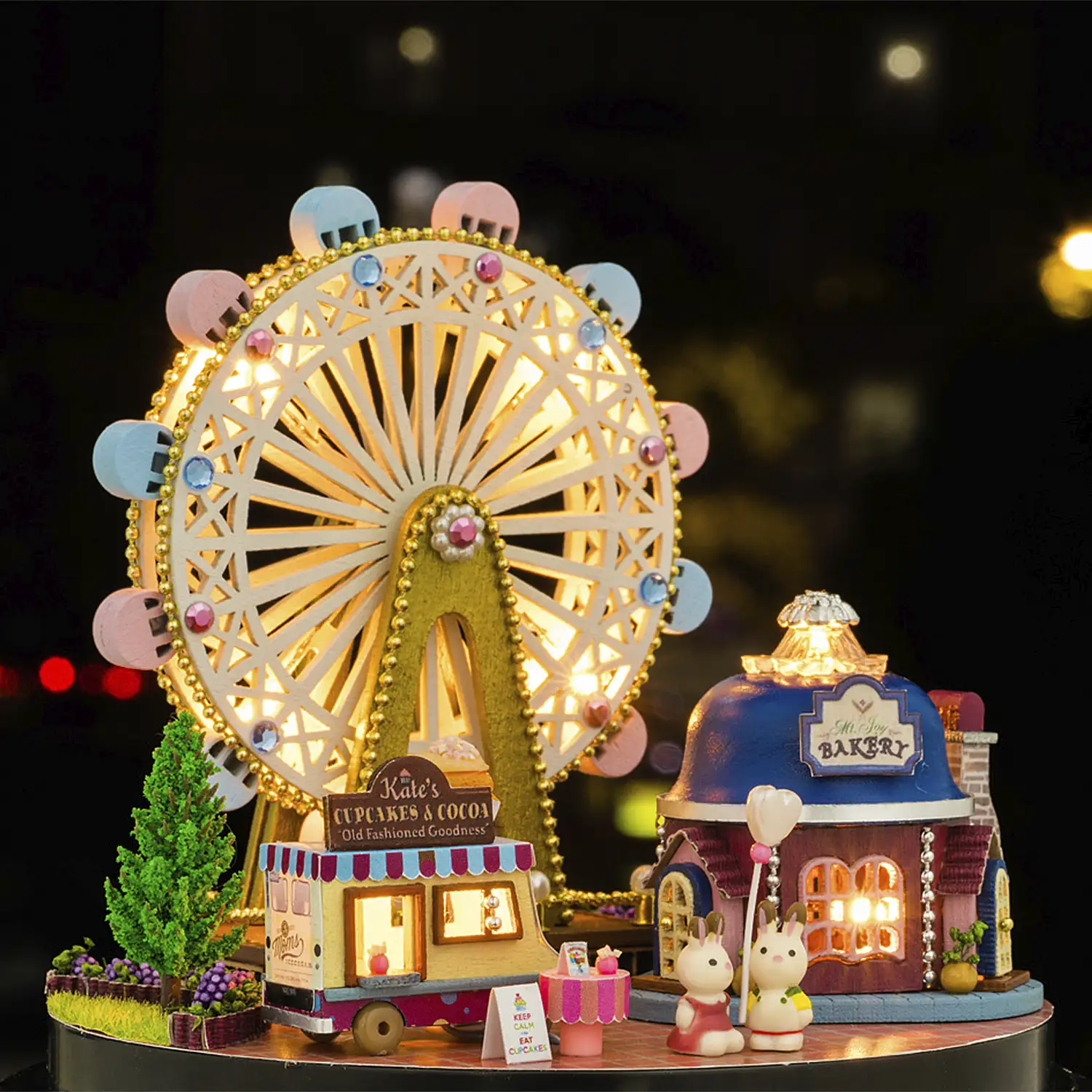 Colección Juntos Alrededor, Noria Feliz. Maqueta 3D realista con gran detalle, cubierta antipolvo y luces led.
