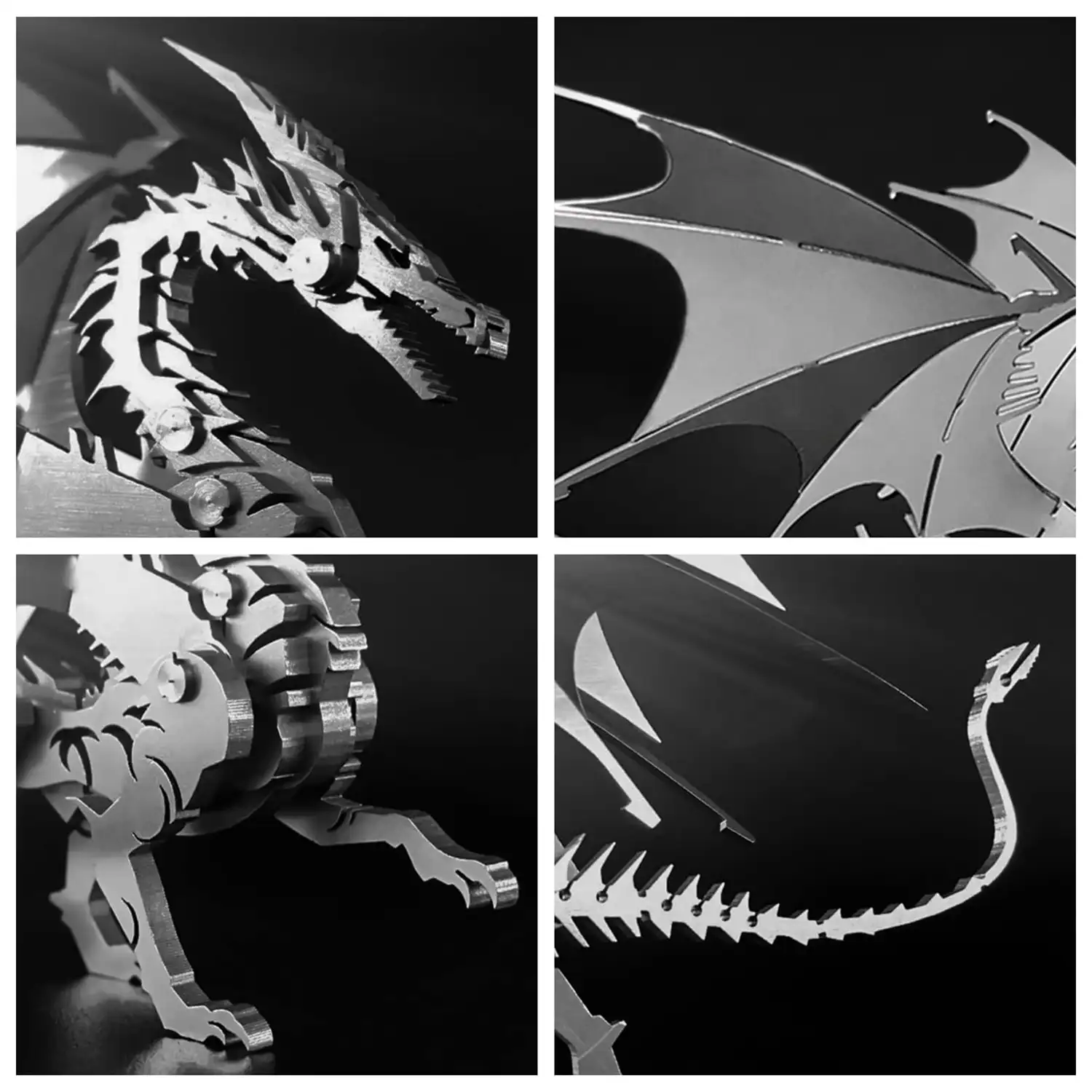 Maqueta 3D de acero inoxidable. Modelo Dragón.