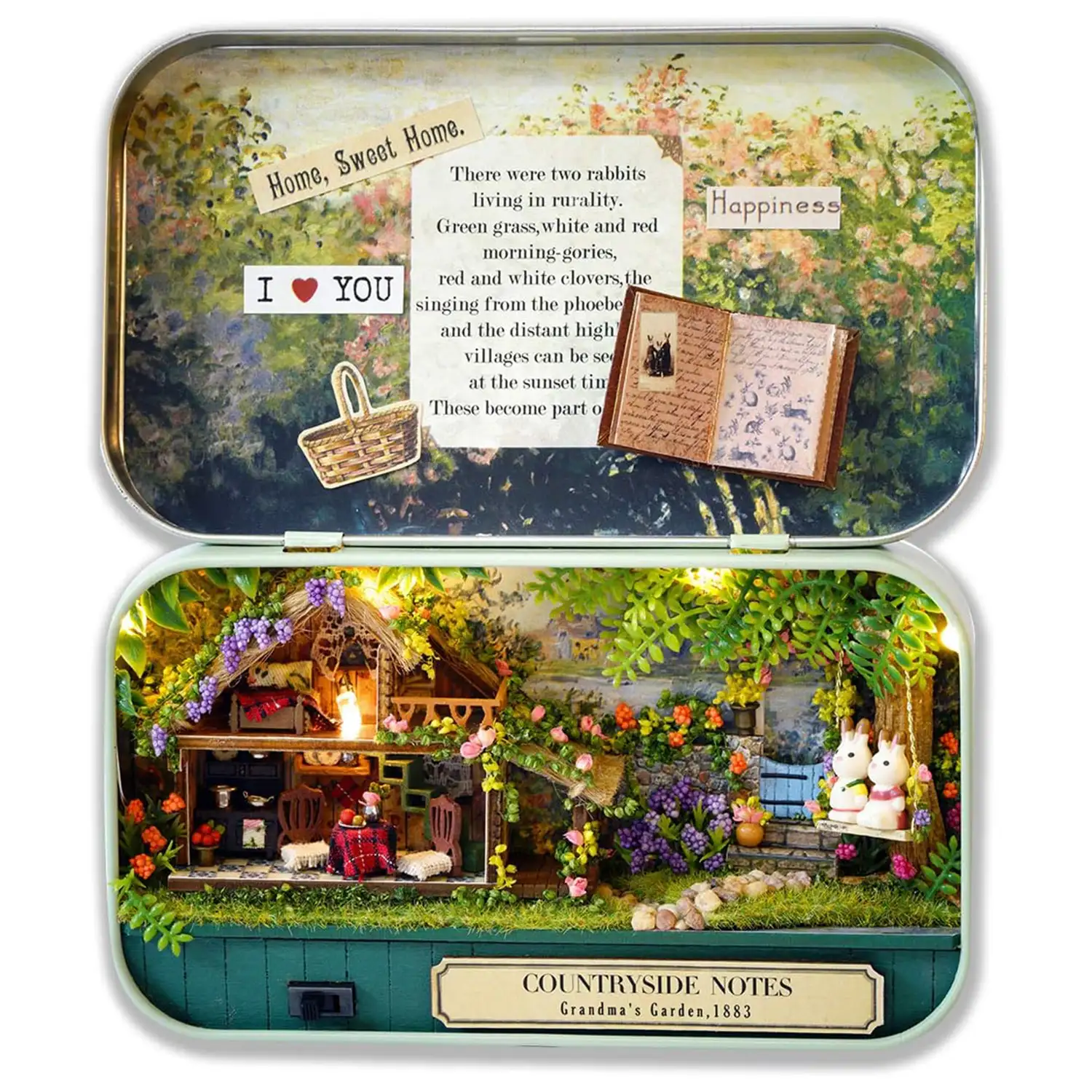 Diario del jardín. Maqueta 3D plegable, realista con gran detalle y luces led.