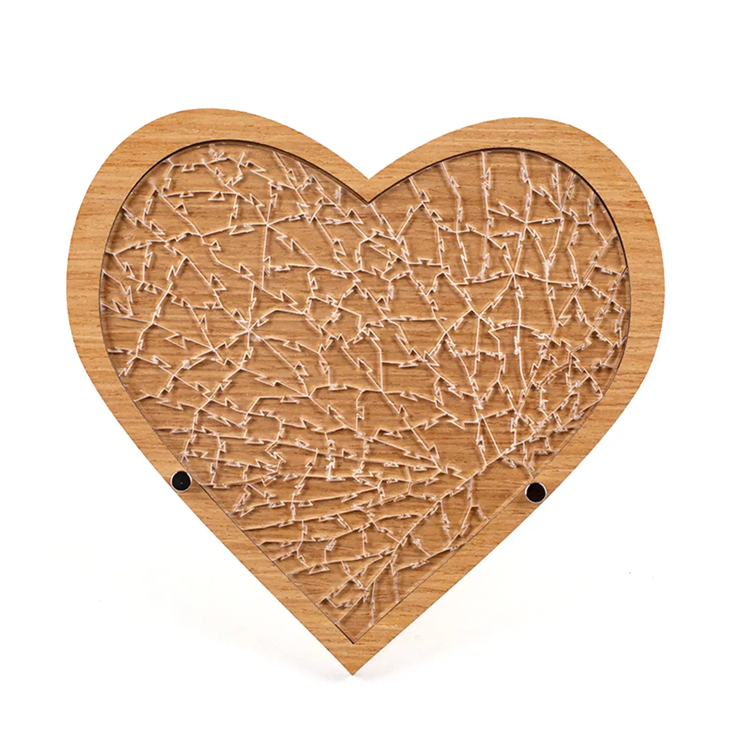 Puzle y marco de madera con 169 piezas de acrílico. Diseño Puzle imposible, Corazón.