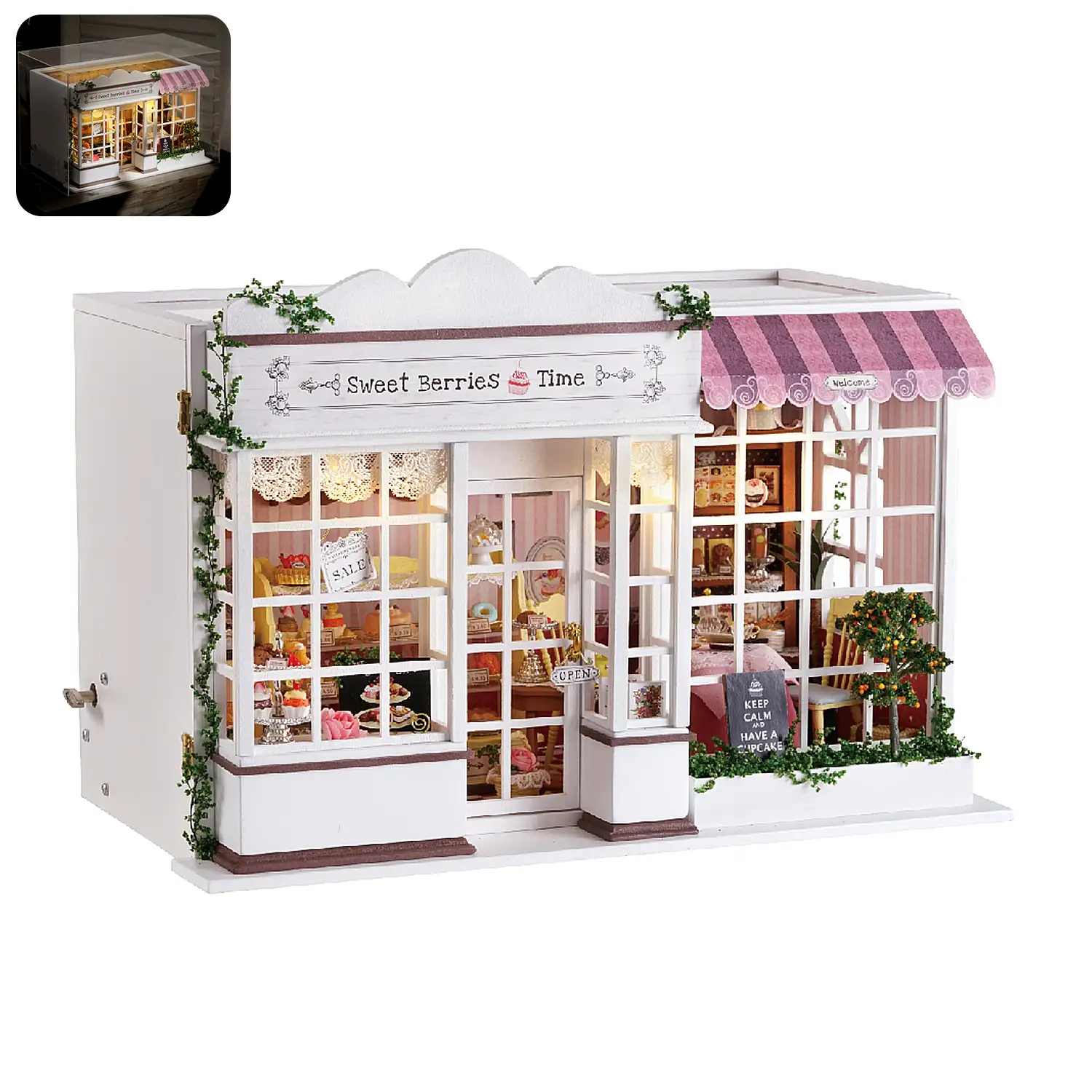 Tienda de dulces Tiempo de Bayas. Maqueta 3D realista con gran detalle, cubierta antipolvo y luces led.