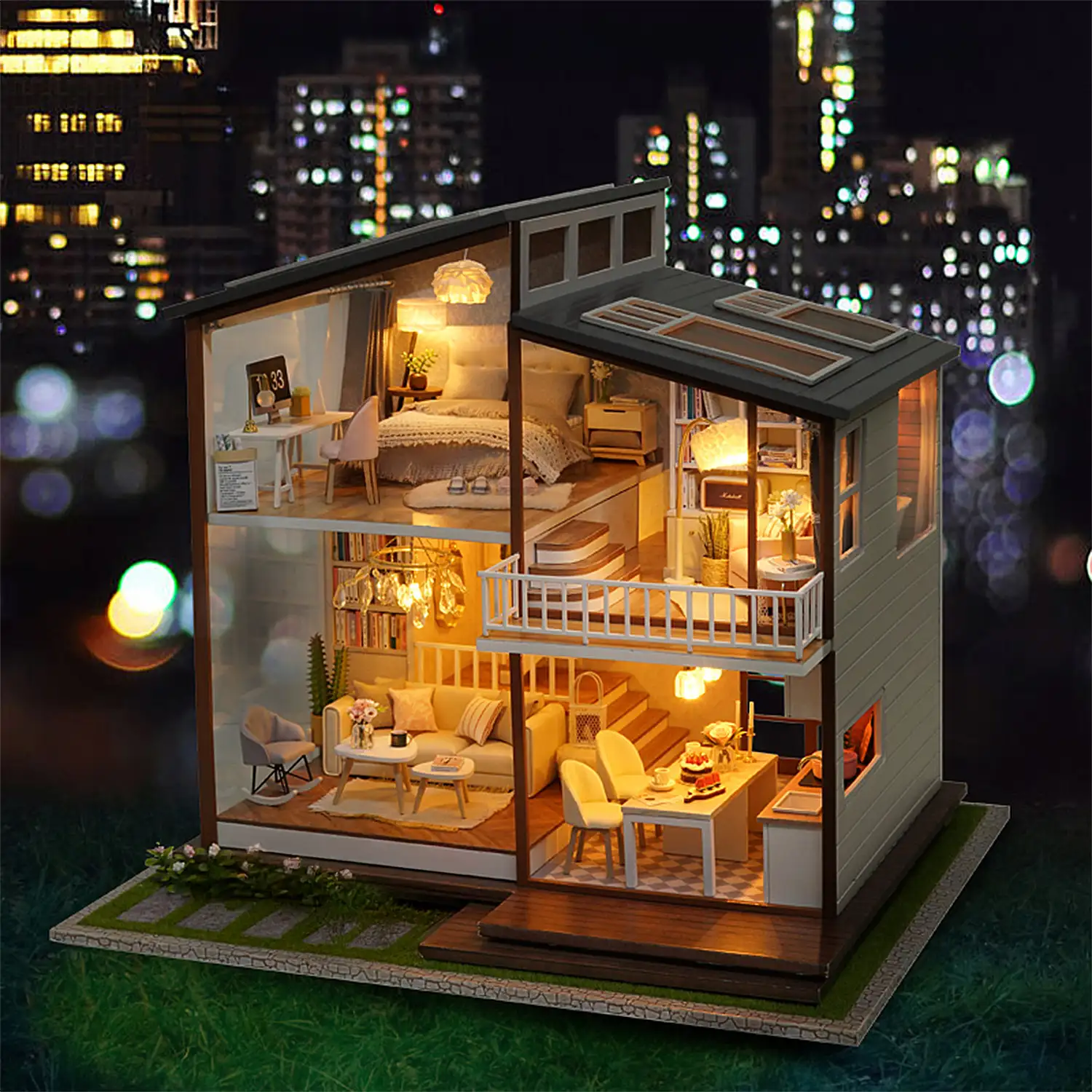 Hogar Tiempo Lento. Maqueta 3D realista con gran detalle y luces led.