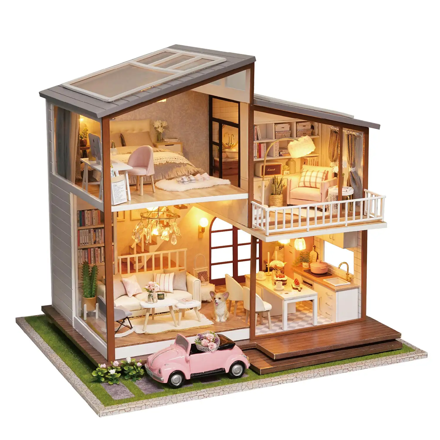 Hogar Tiempo Lento. Maqueta 3D realista con gran detalle, cubierta antipolvo y luces led.