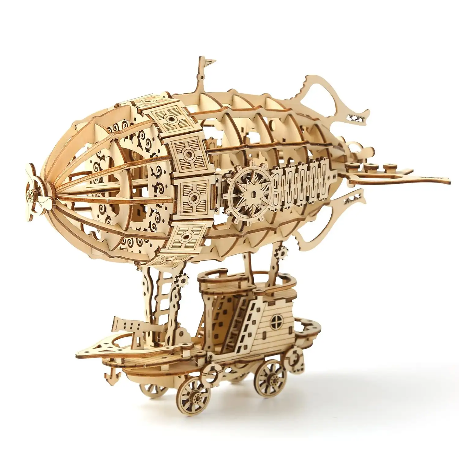 Maqueta de Madera 3D, diseño de Vehículo aéreo con movimiento mecánico. 160 piezas.