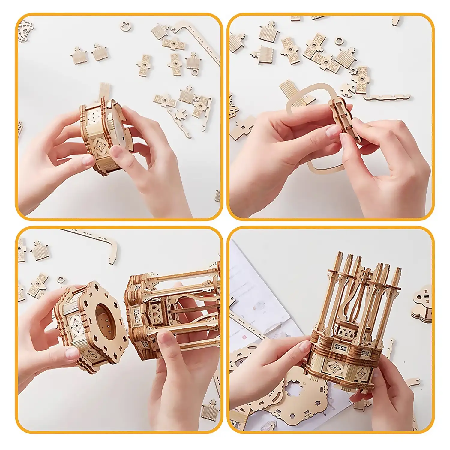 Maqueta de Madera 3D, diseño de Vehículo aéreo con movimiento mecánico. 160 piezas.