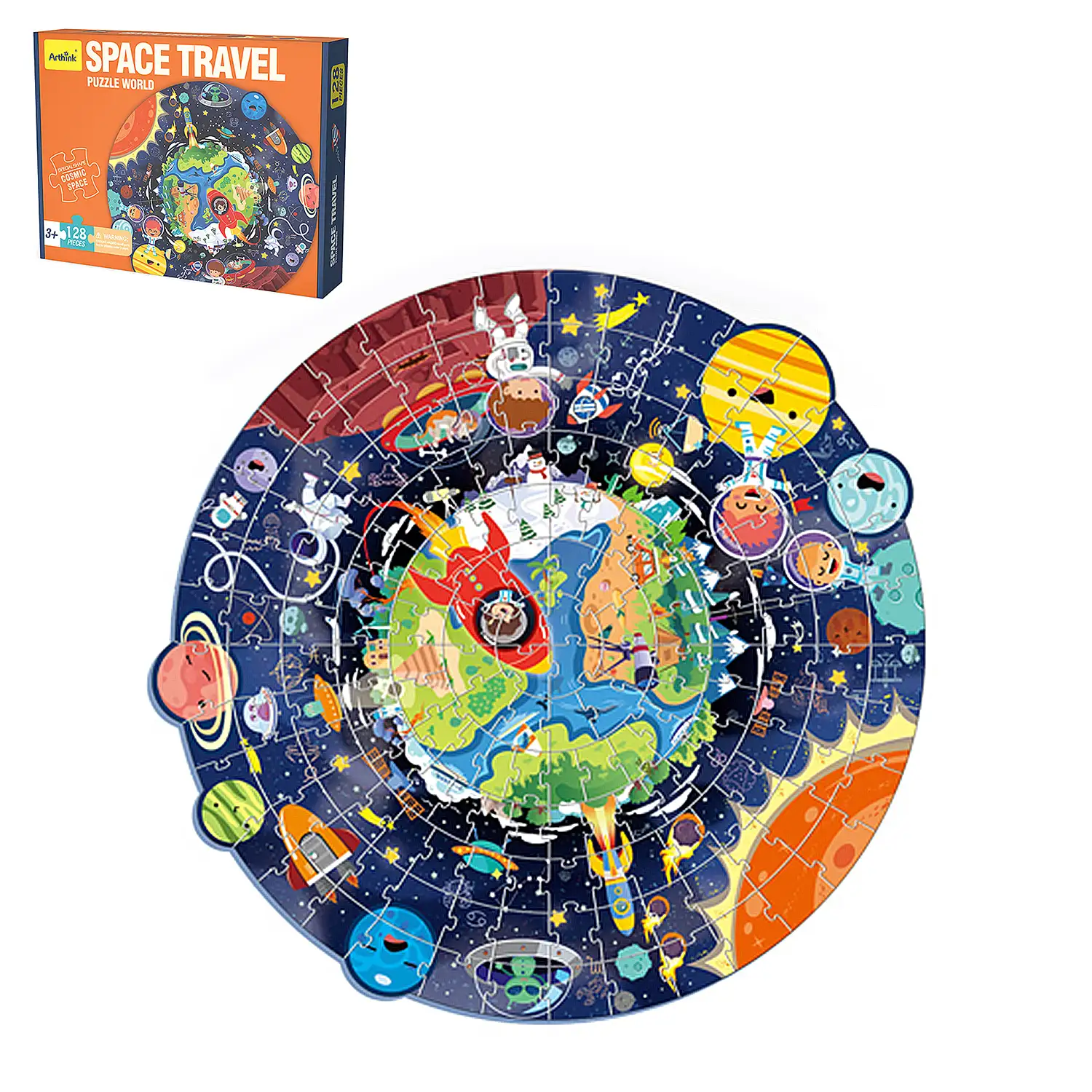Puzle de cartón con 128 piezas. Diseño del Espacio.