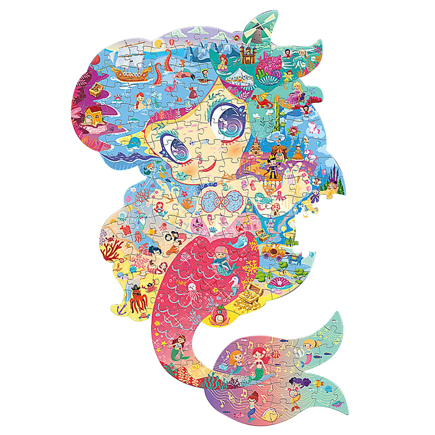 Puzle de cartón con 128 piezas. Diseño Sirena.