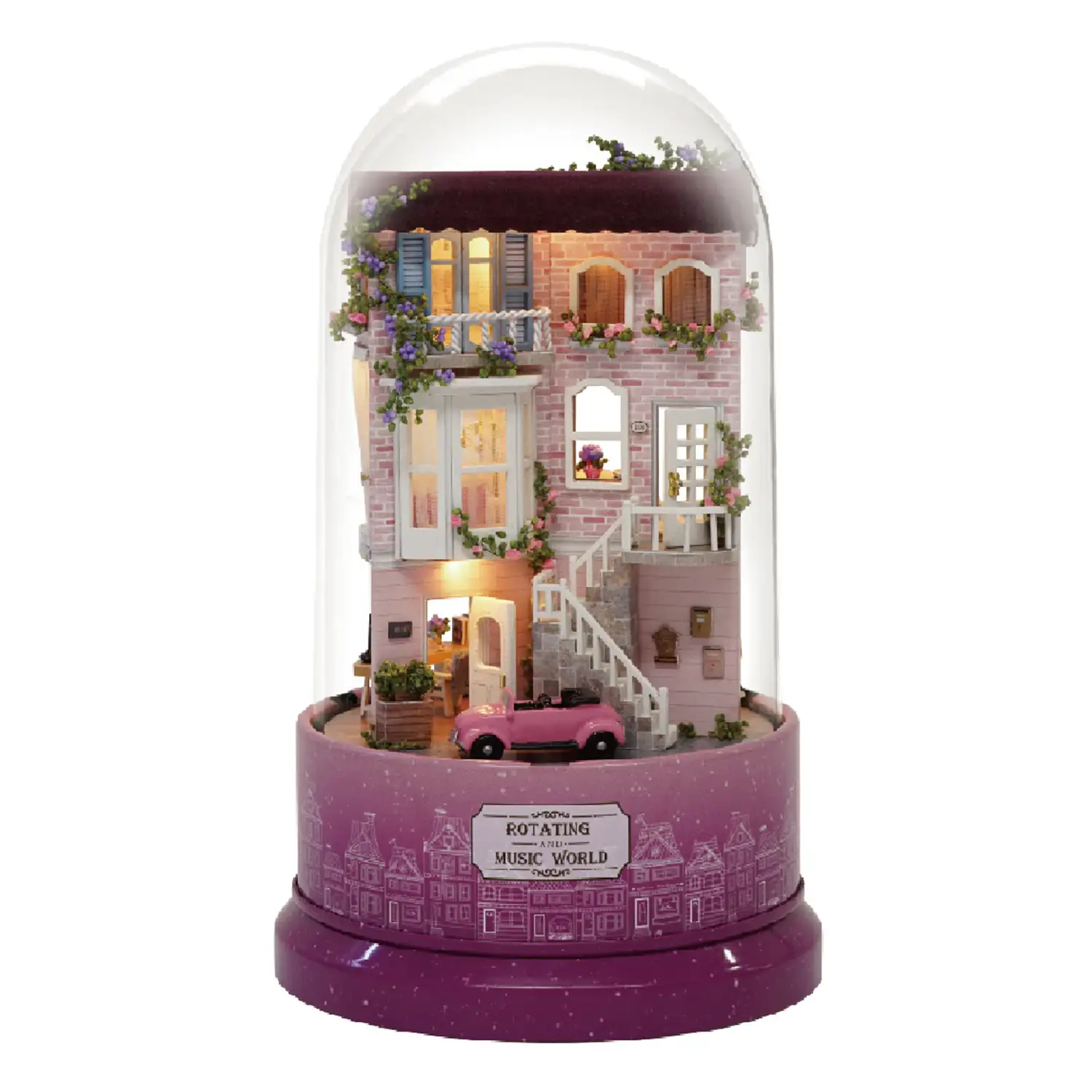 Encontrando Hogar. Maqueta 3D realista con gran detalle, cubierta antipolvo, luces led y base giratoria con música.