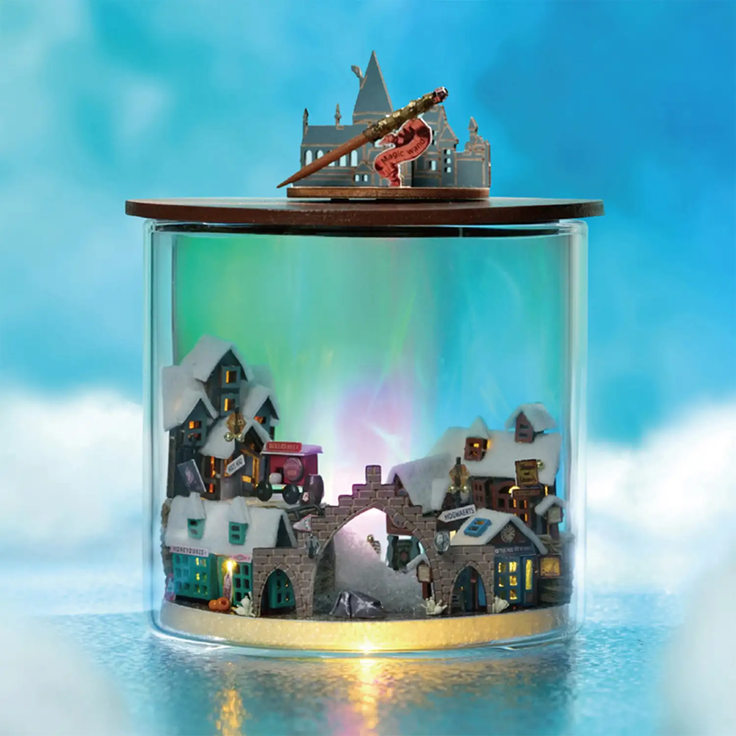 Colección Botellas de Ensueño, Luz Mágica. Maqueta 3D realista con gran detalle y luces led.