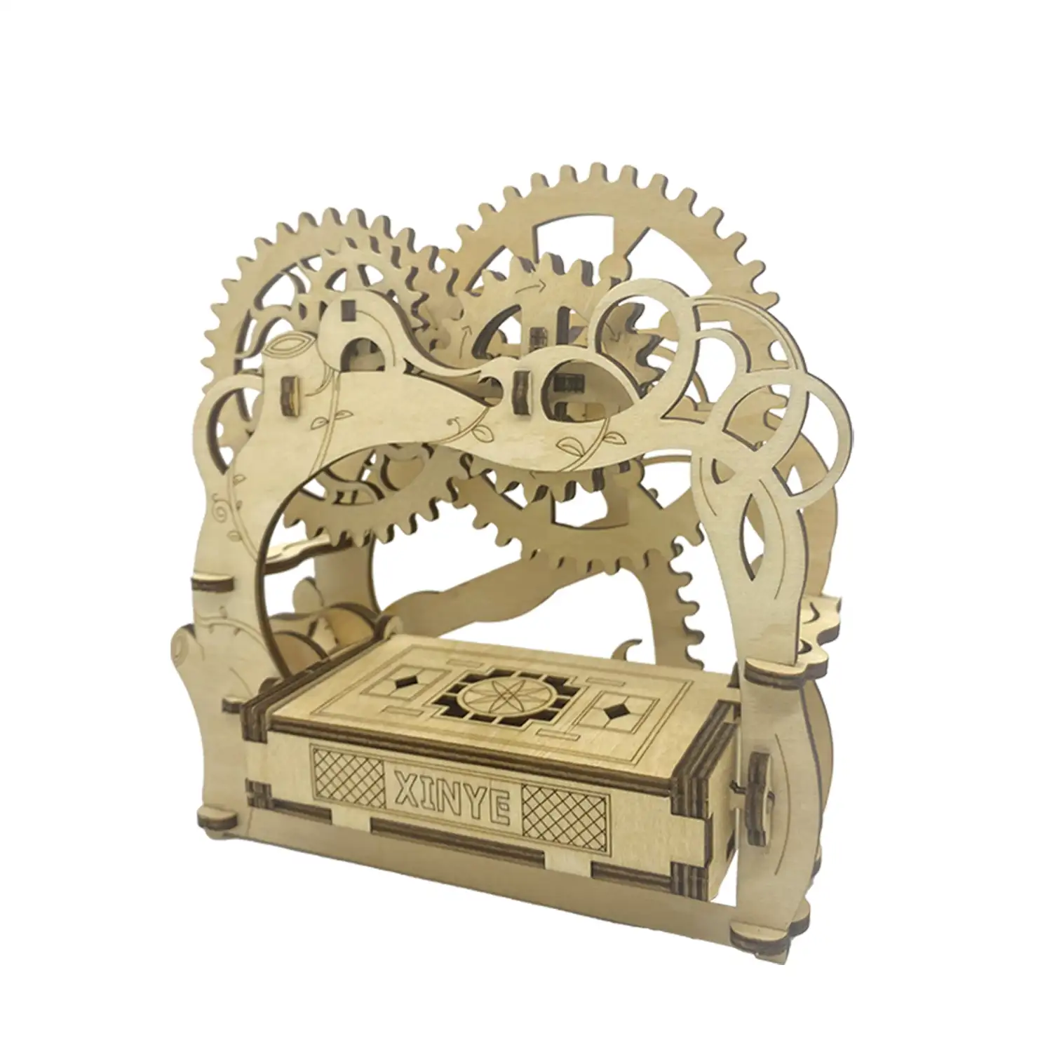 Maqueta de Madera 3D, con movimiento mecánico diseño de Estuche mecánico para tarjetas de visita.