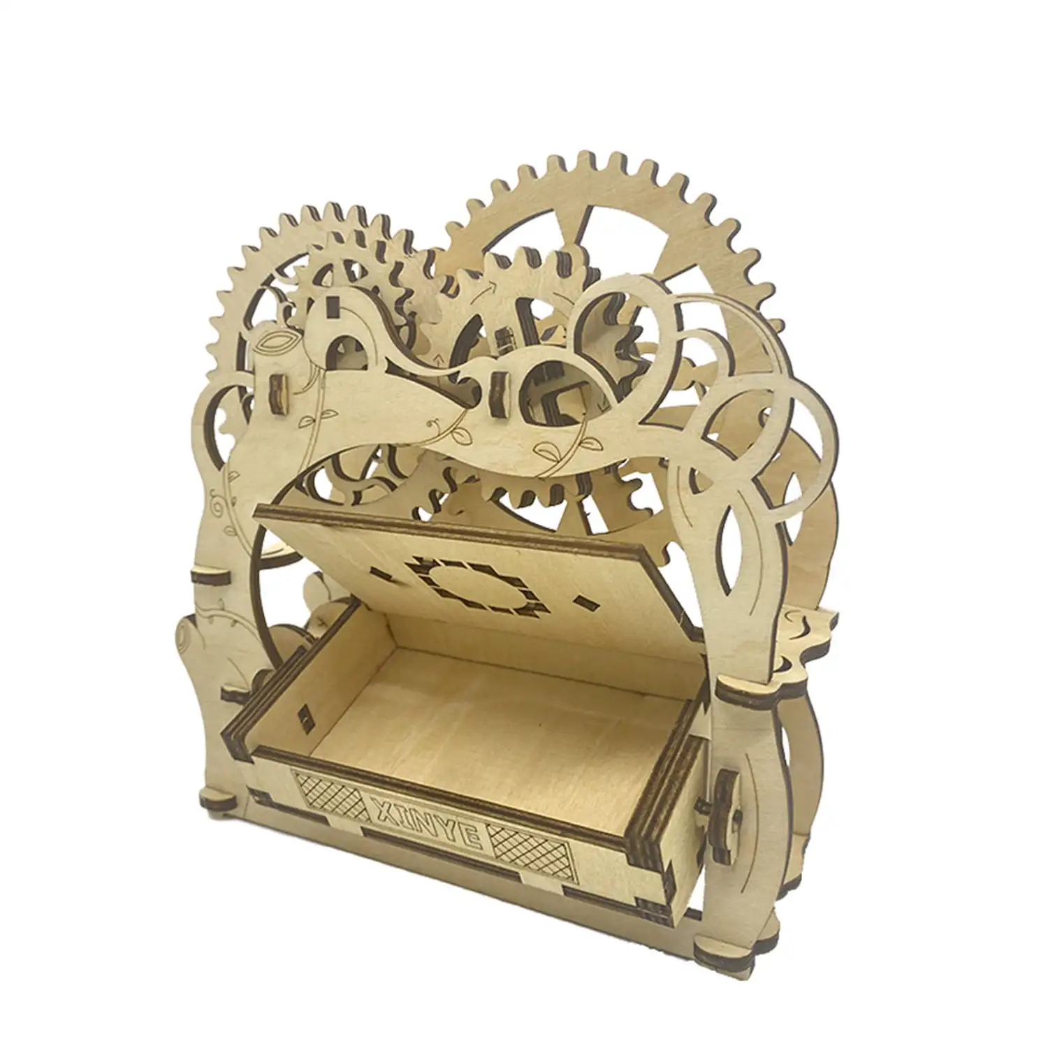 Maqueta de Madera 3D, con movimiento mecánico diseño de Estuche mecánico para tarjetas de visita.